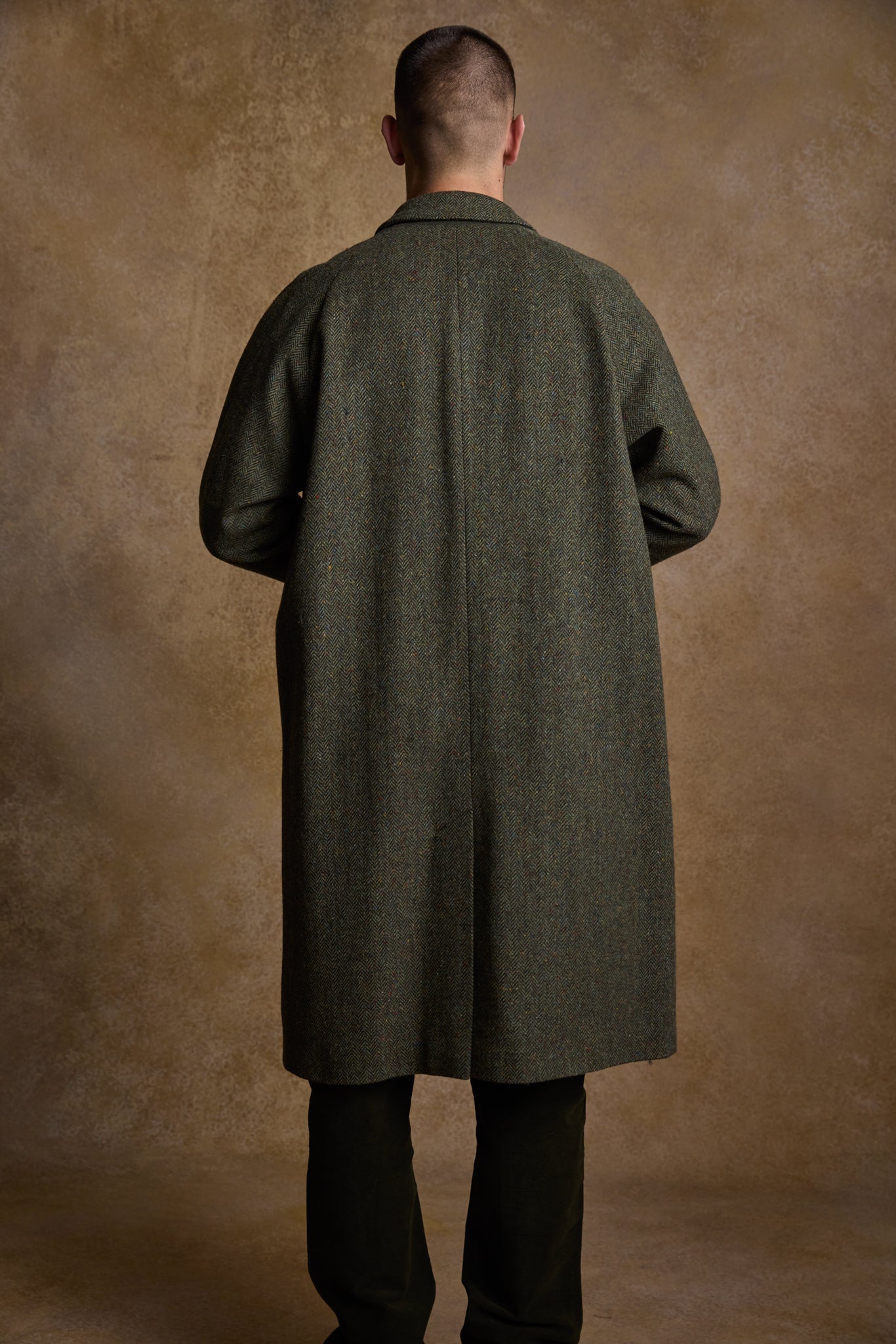 Sean Tweed Coat Donegal Green Herringbone 36