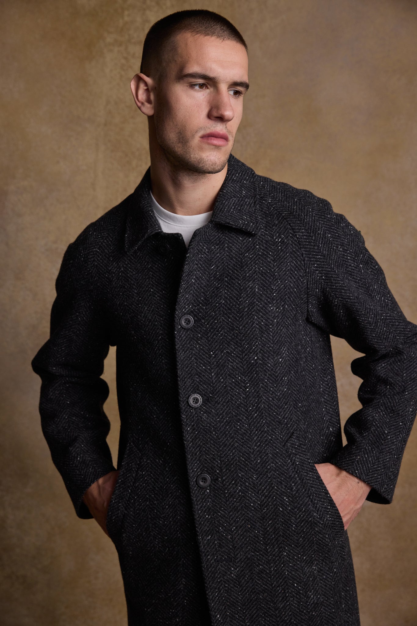 Manteau Sean Tweed - Chevrons gris larges Donegal