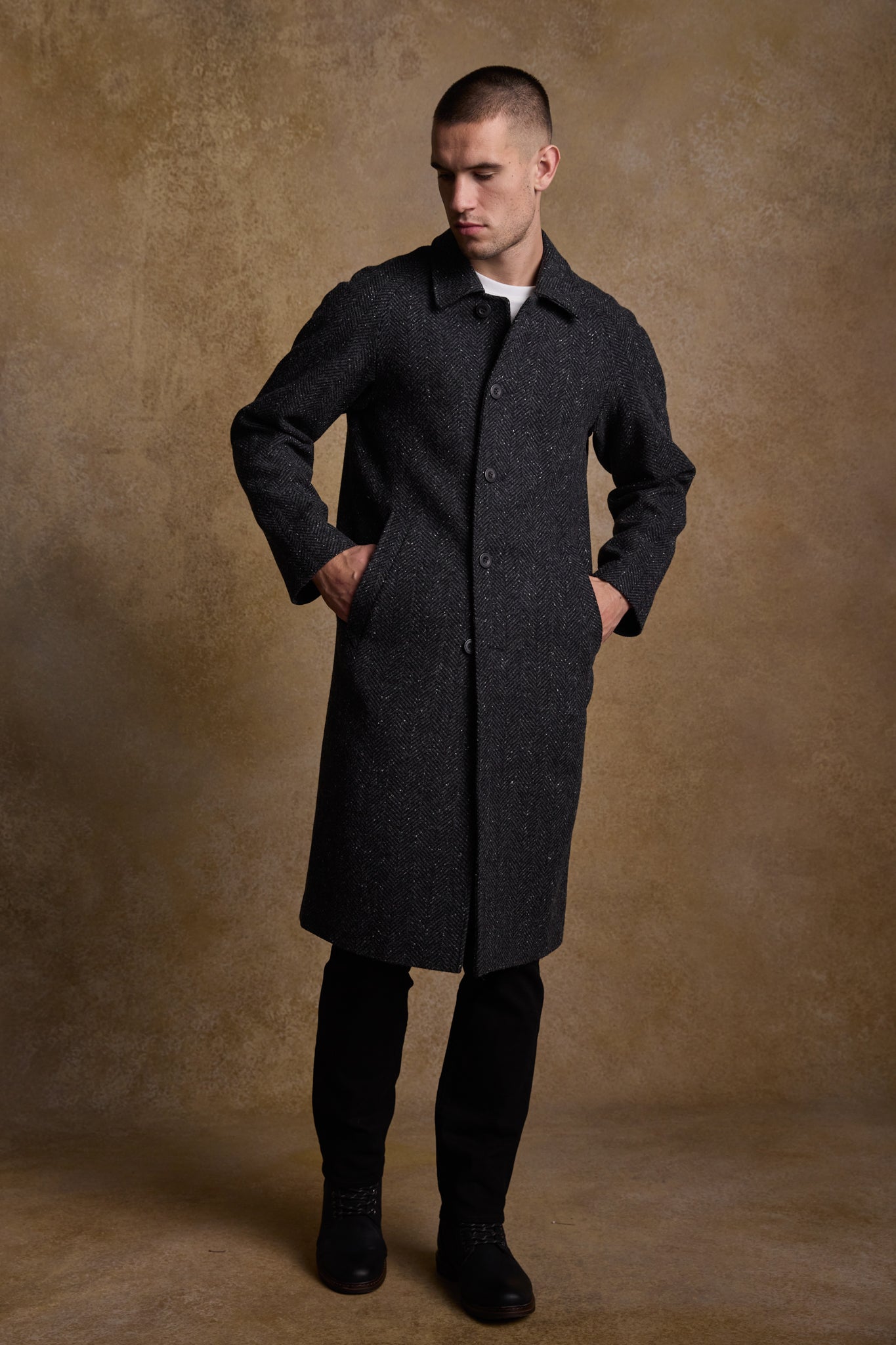 Sean Tweed Coat - Donegal Grey Herringbone