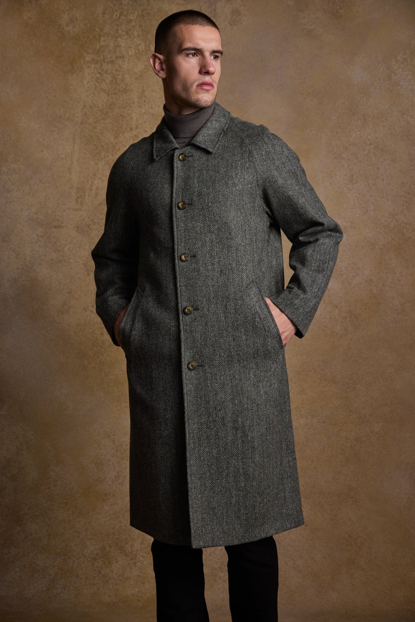 Manteau Sean Tweed - Olive Large Chevrons