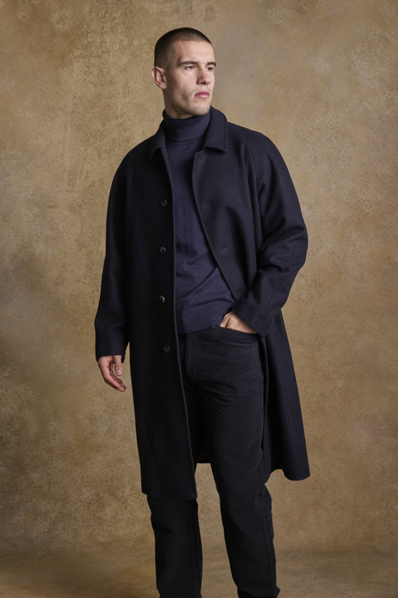 Jack Murphy Ireland - Sean Tweed Coat - Deep Navy Melton - Tweed