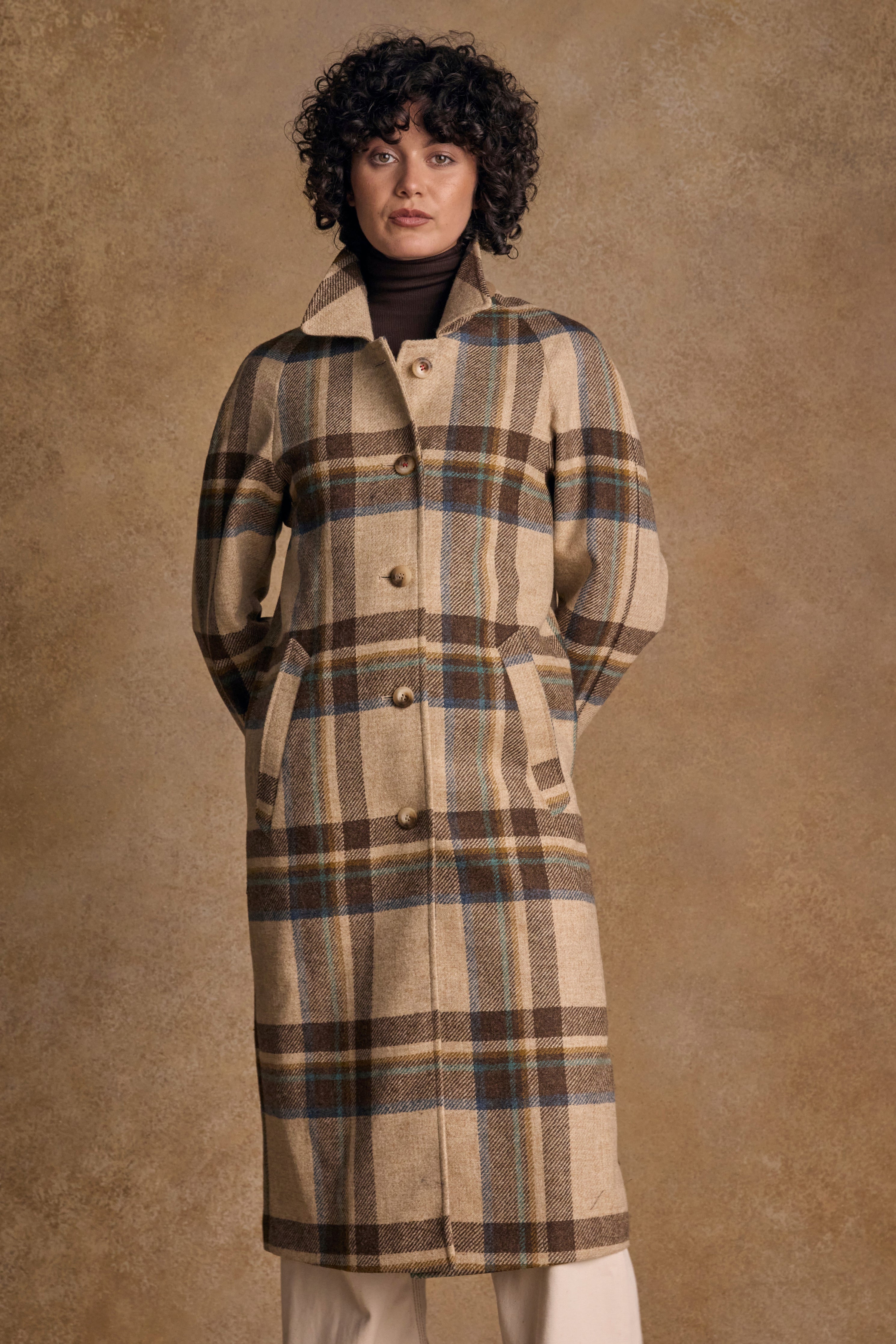 Shauna Tweed Coat - Cream Block Check