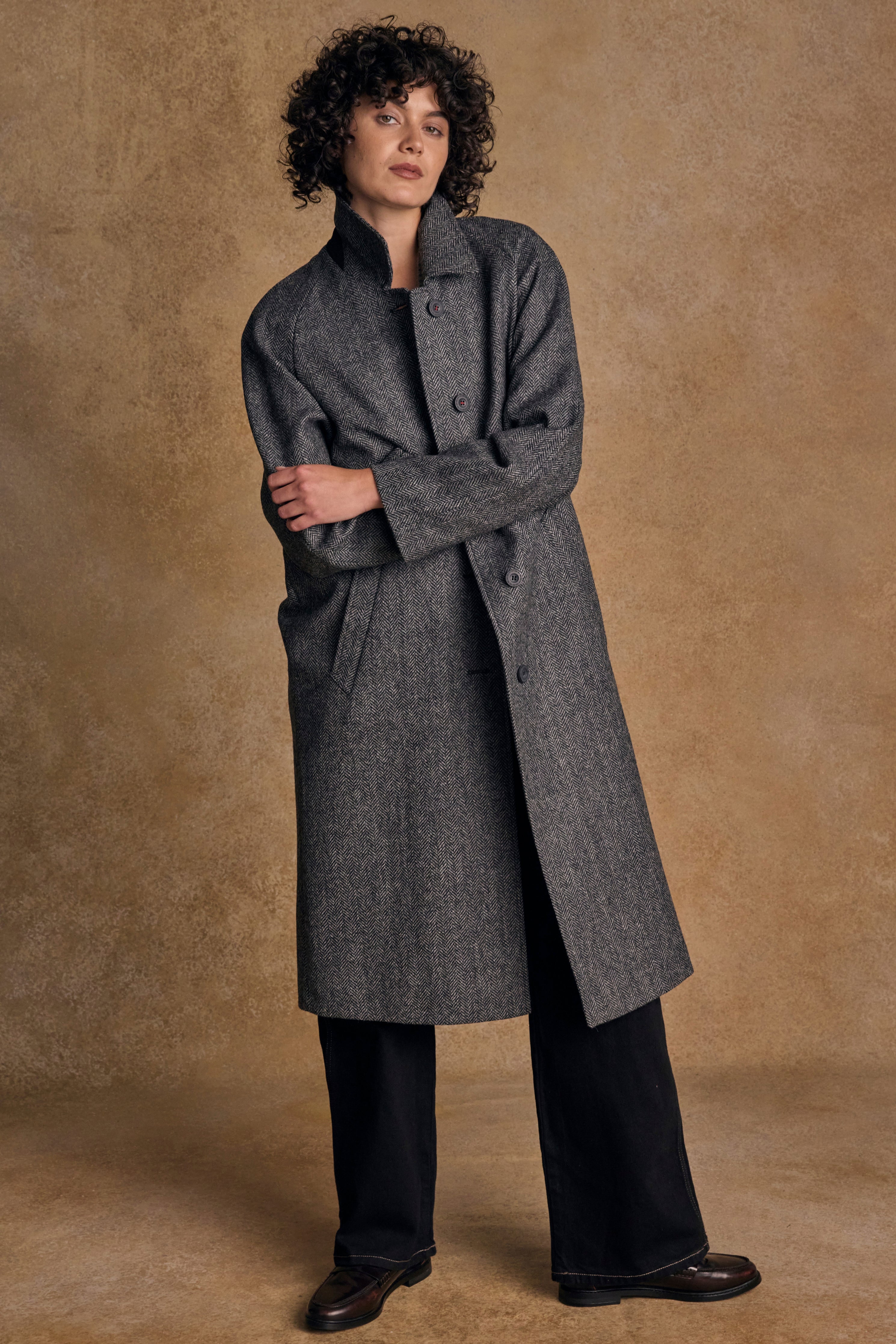 Shauna Tweed Coat - Grey Herringbone