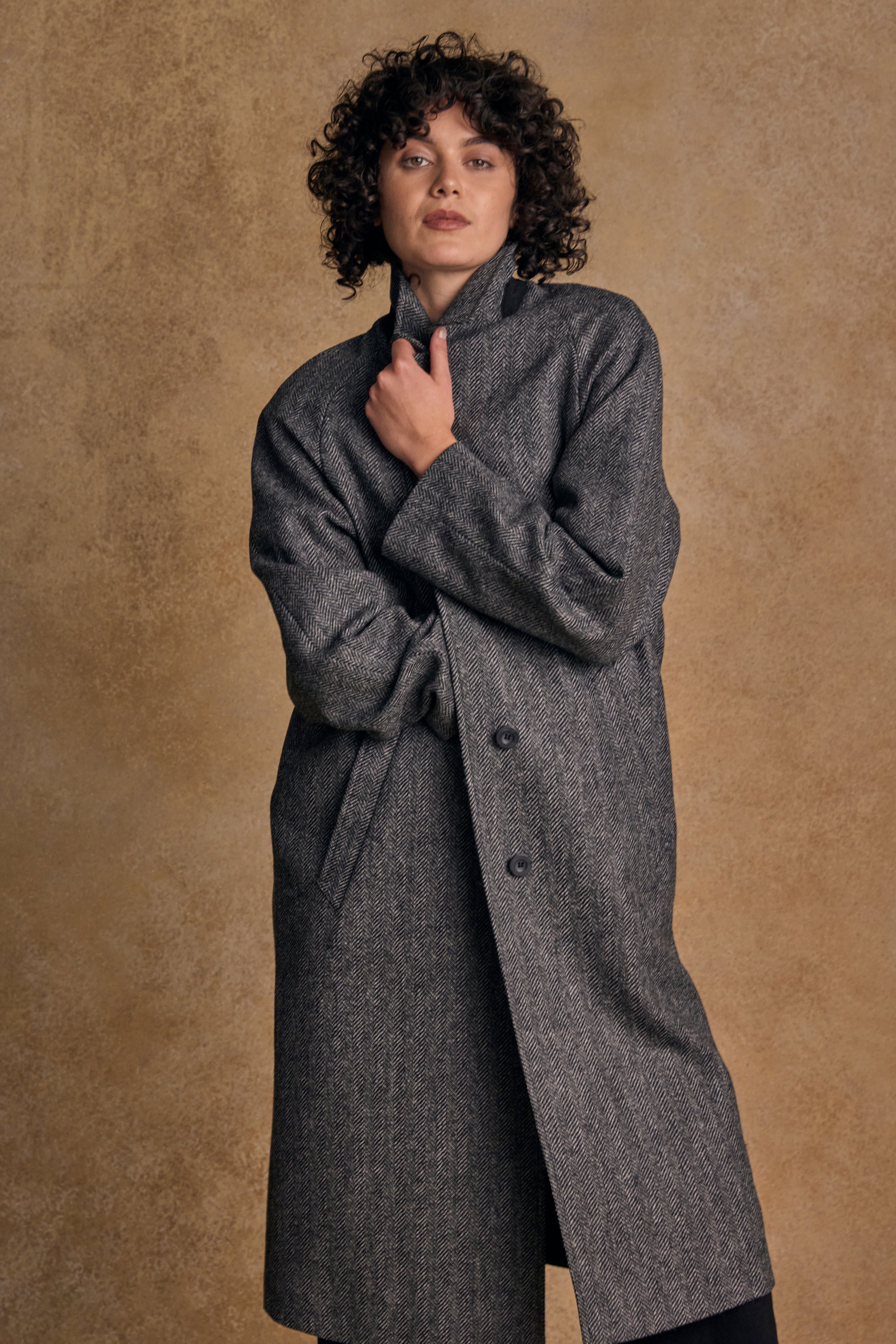 Shauna Tweed Coat - Grey Herringbone