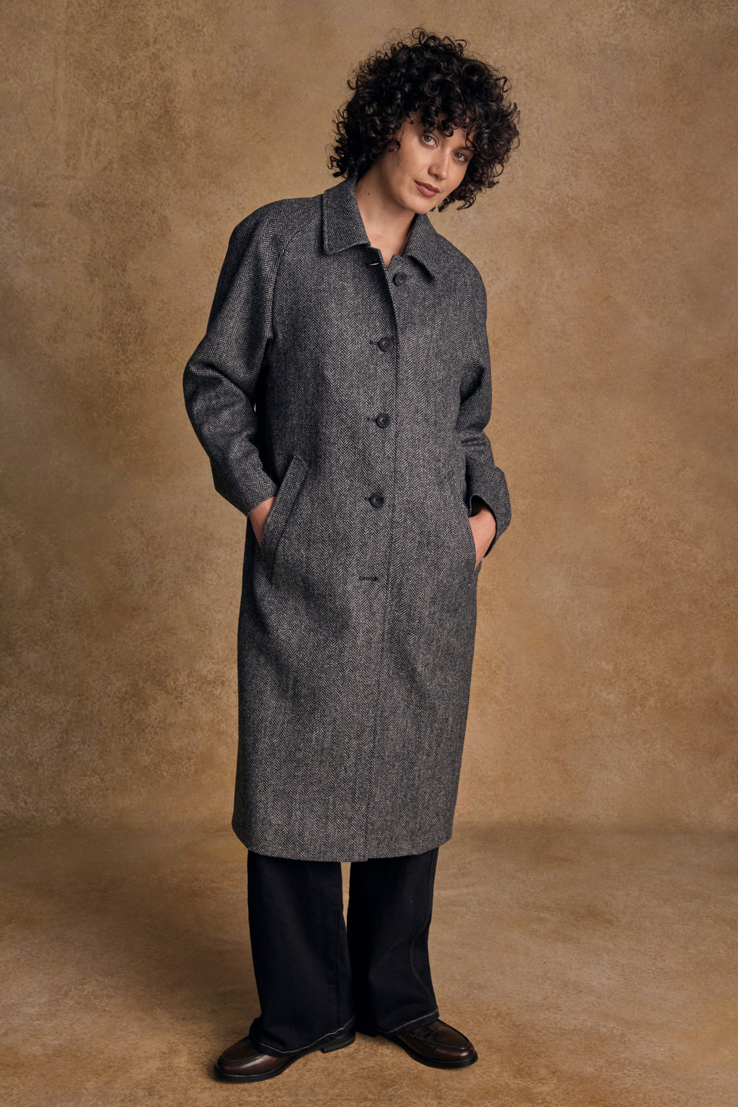 Shauna Tweed Coat - Grey Herringbone