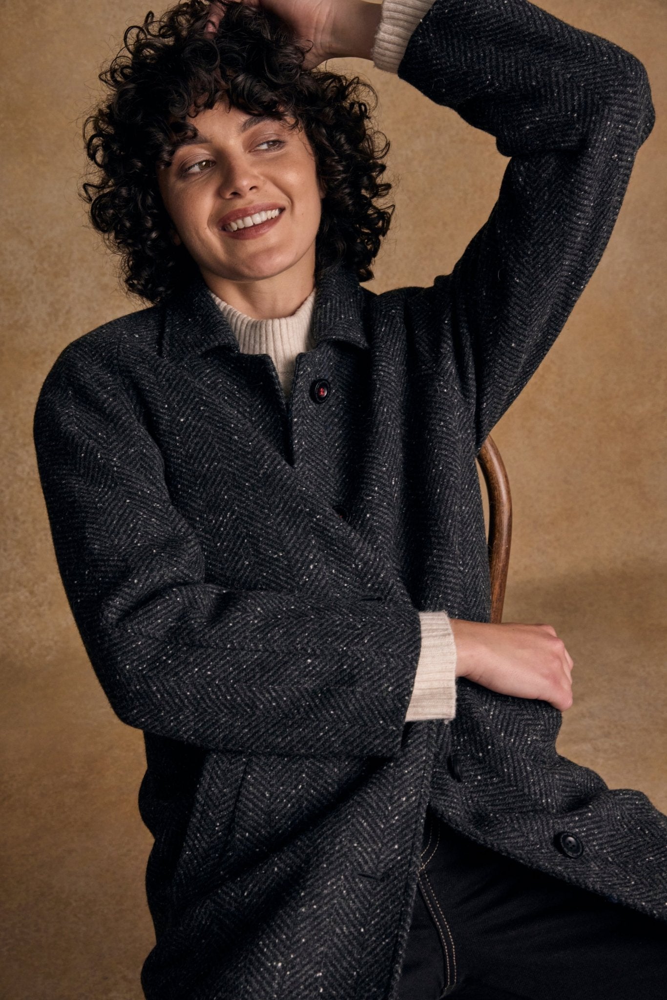 Jack Murphy Ireland - Shauna Tweed Coat - Donegal Grey Herringbone - Tweed