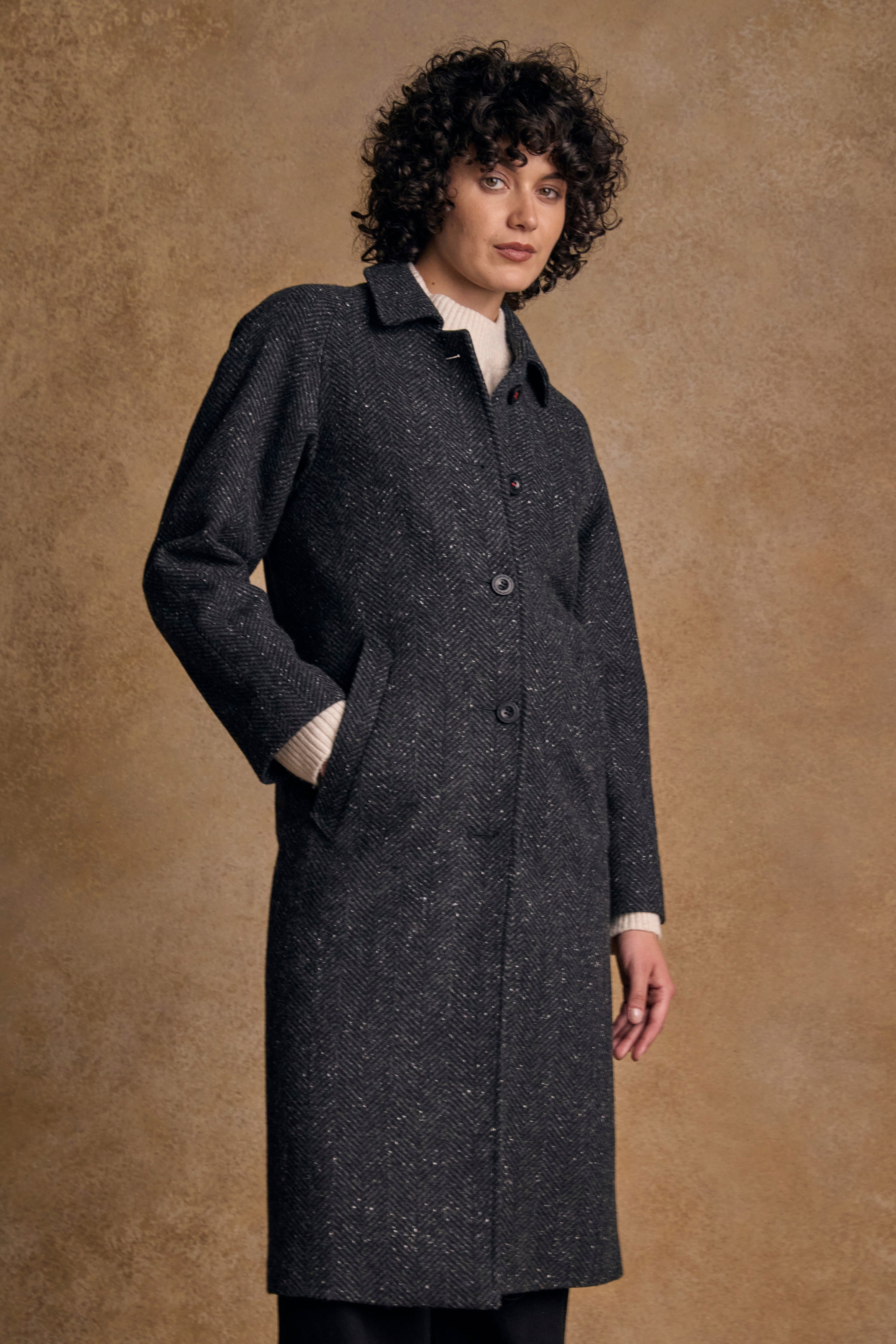 Shauna Tweed Coat - Donegal Grey Herringbone