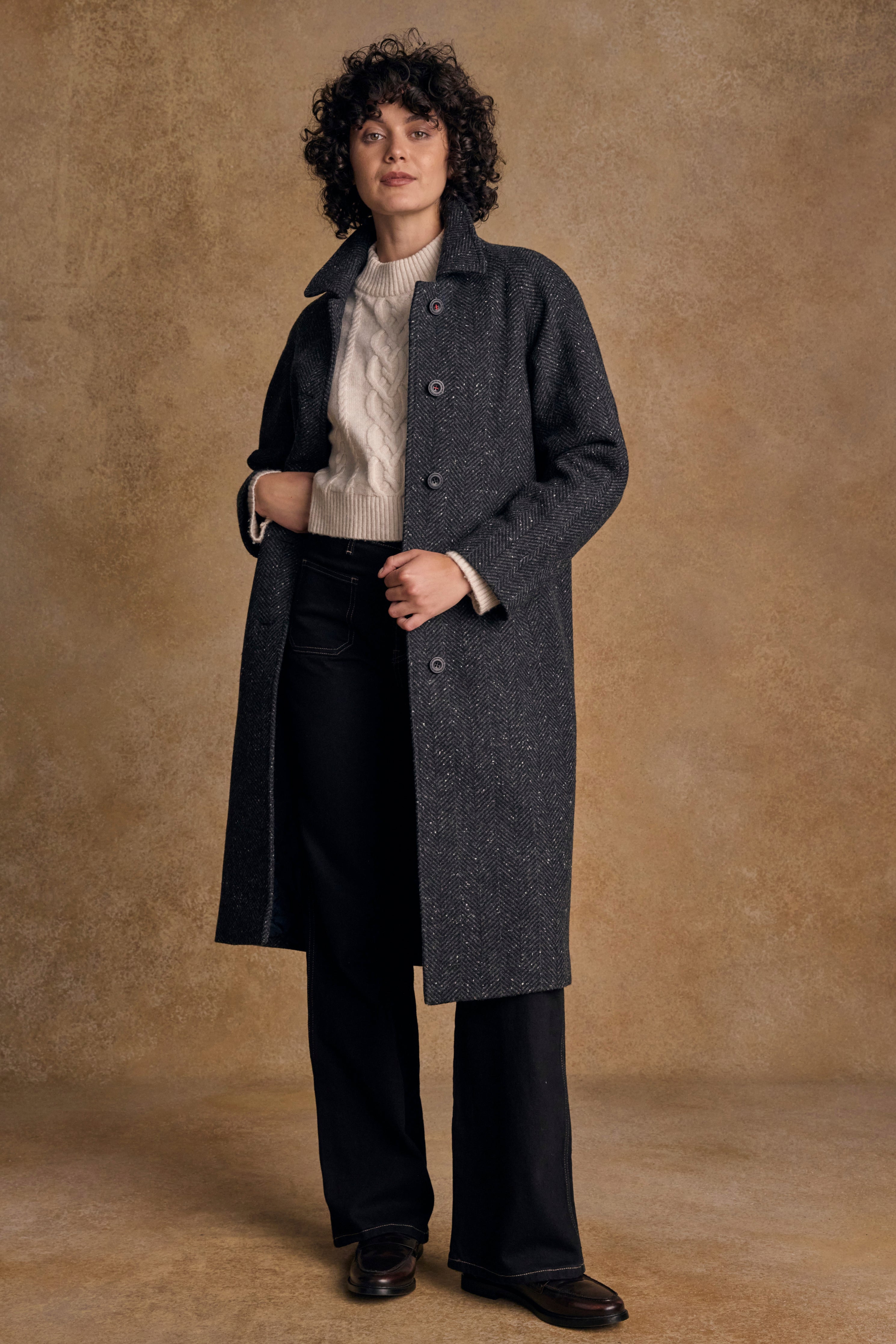 Shauna Tweed Coat - Donegal Grey Herringbone