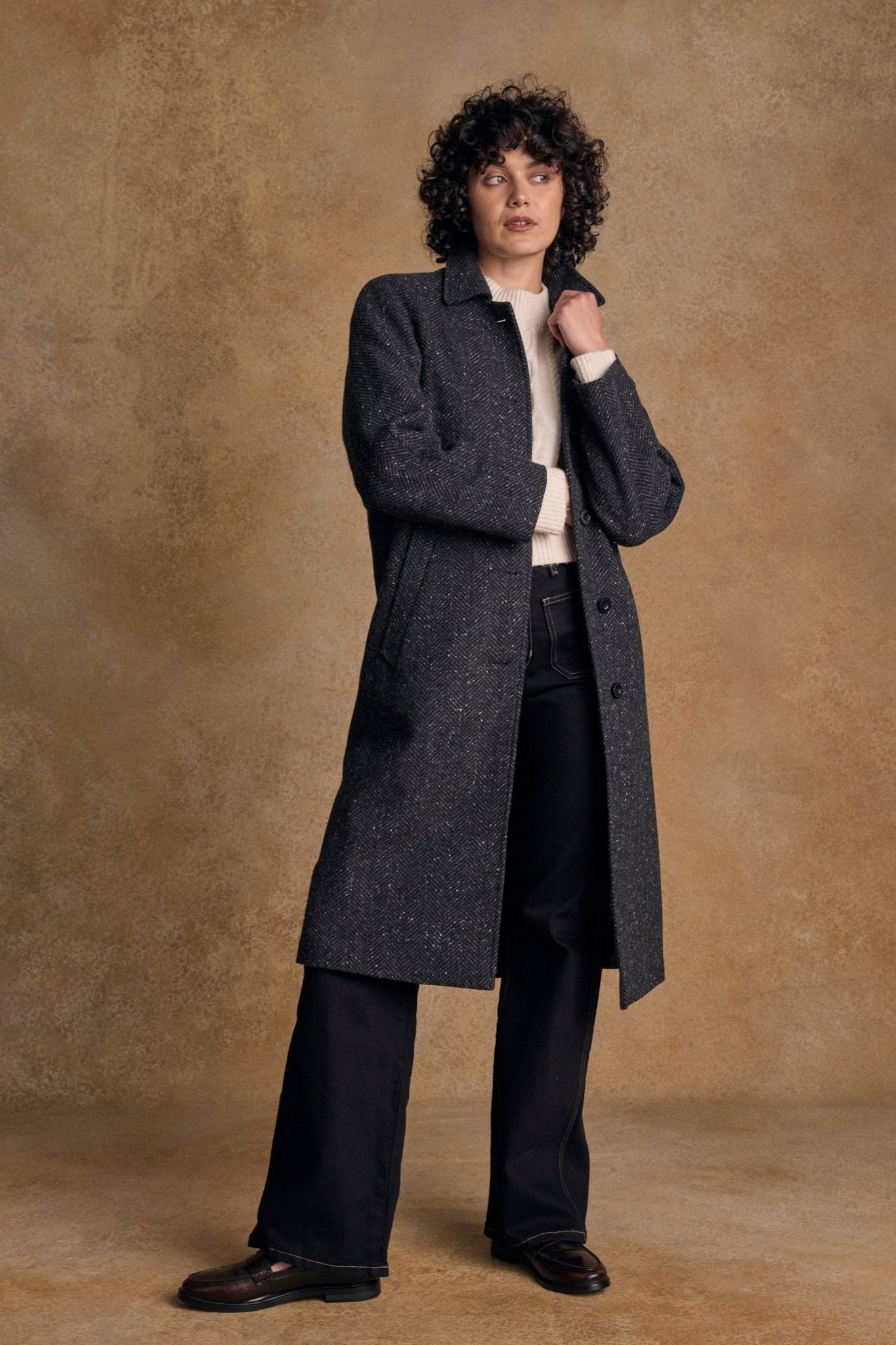 Jack Murphy Ireland - Shauna Tweed Coat - Donegal Grey Herringbone - Tweed