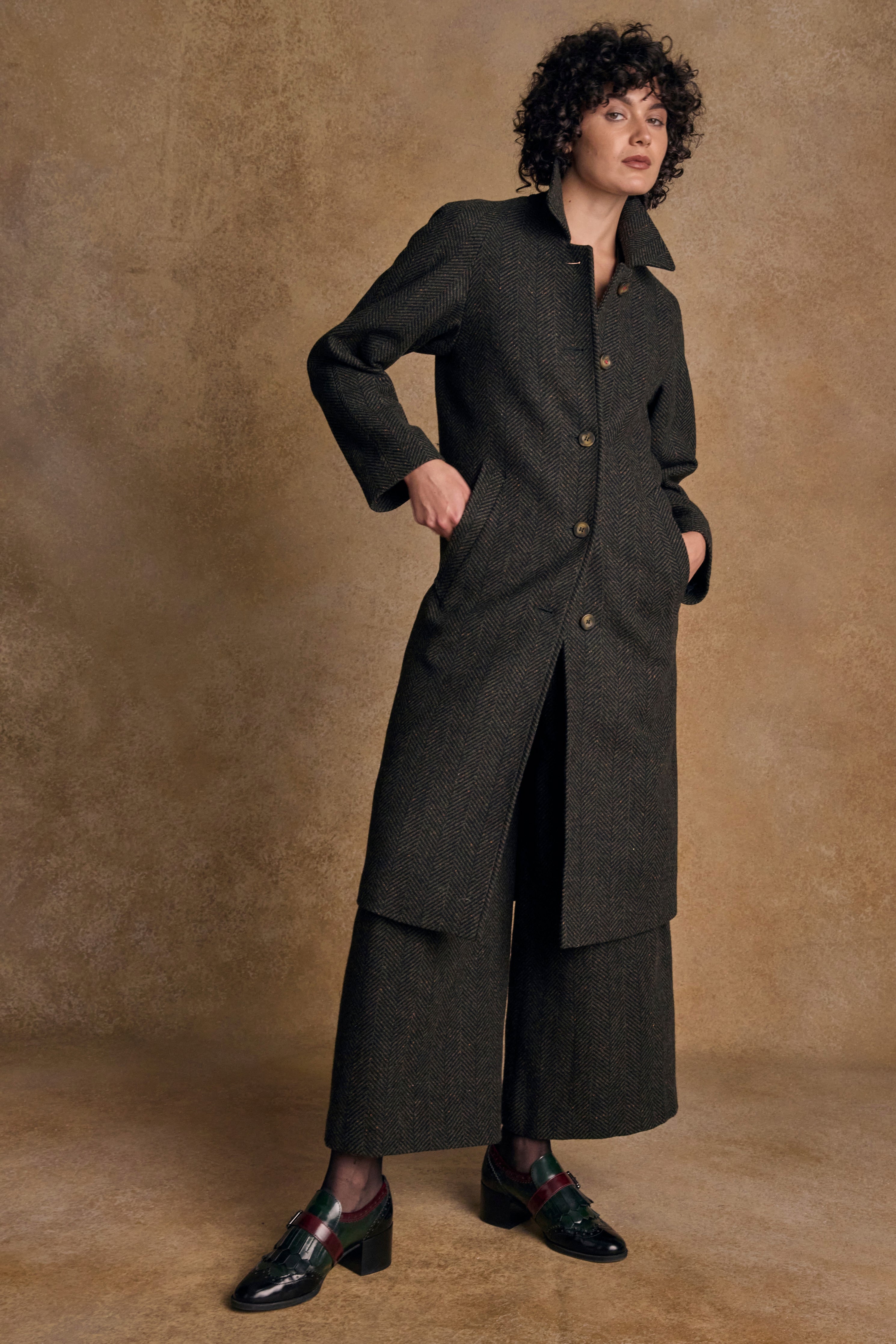 Shauna Tweed Coat - Donegal Green Fleck