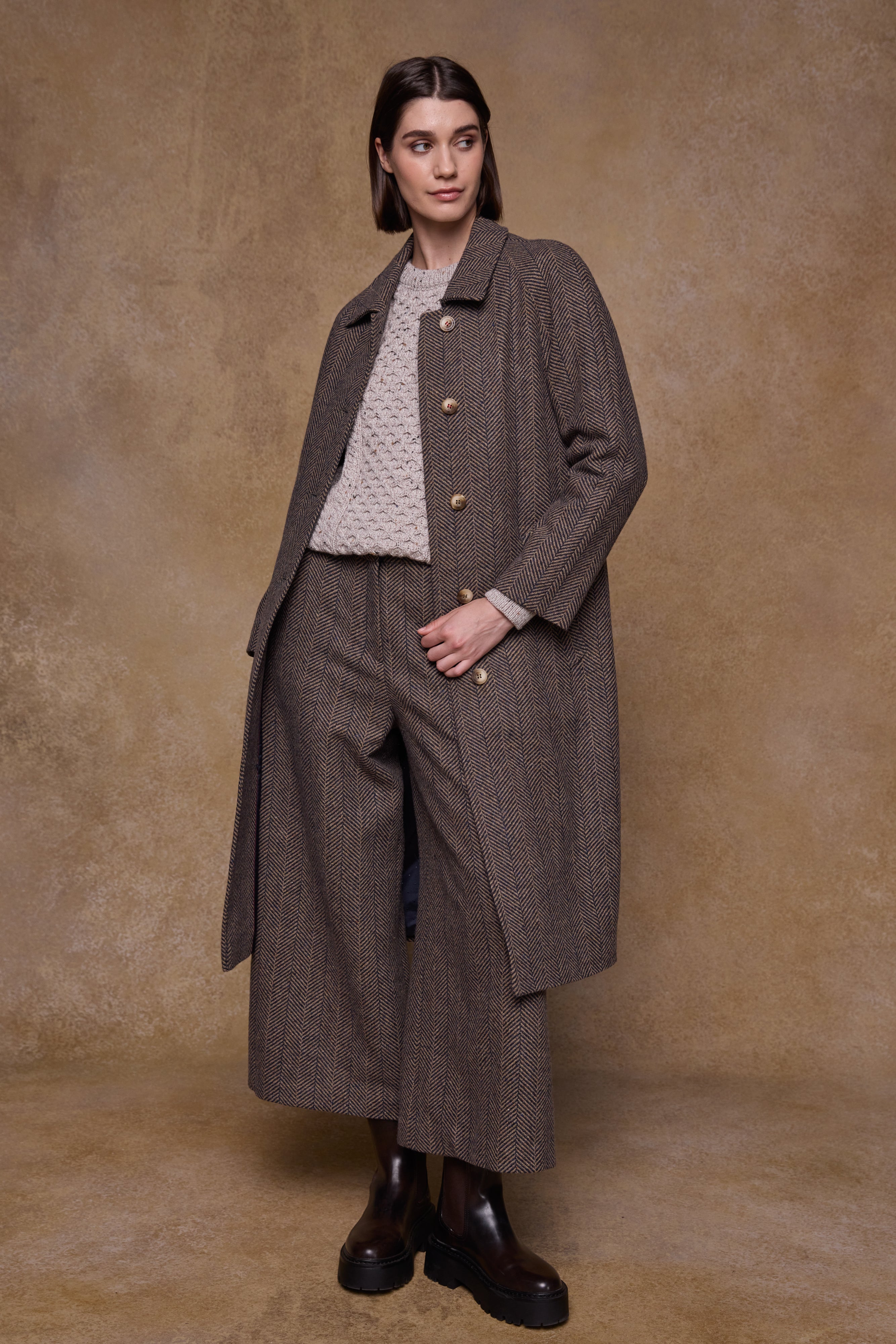 Shauna Tweed Coat - Donegal Wheat Herringbone
