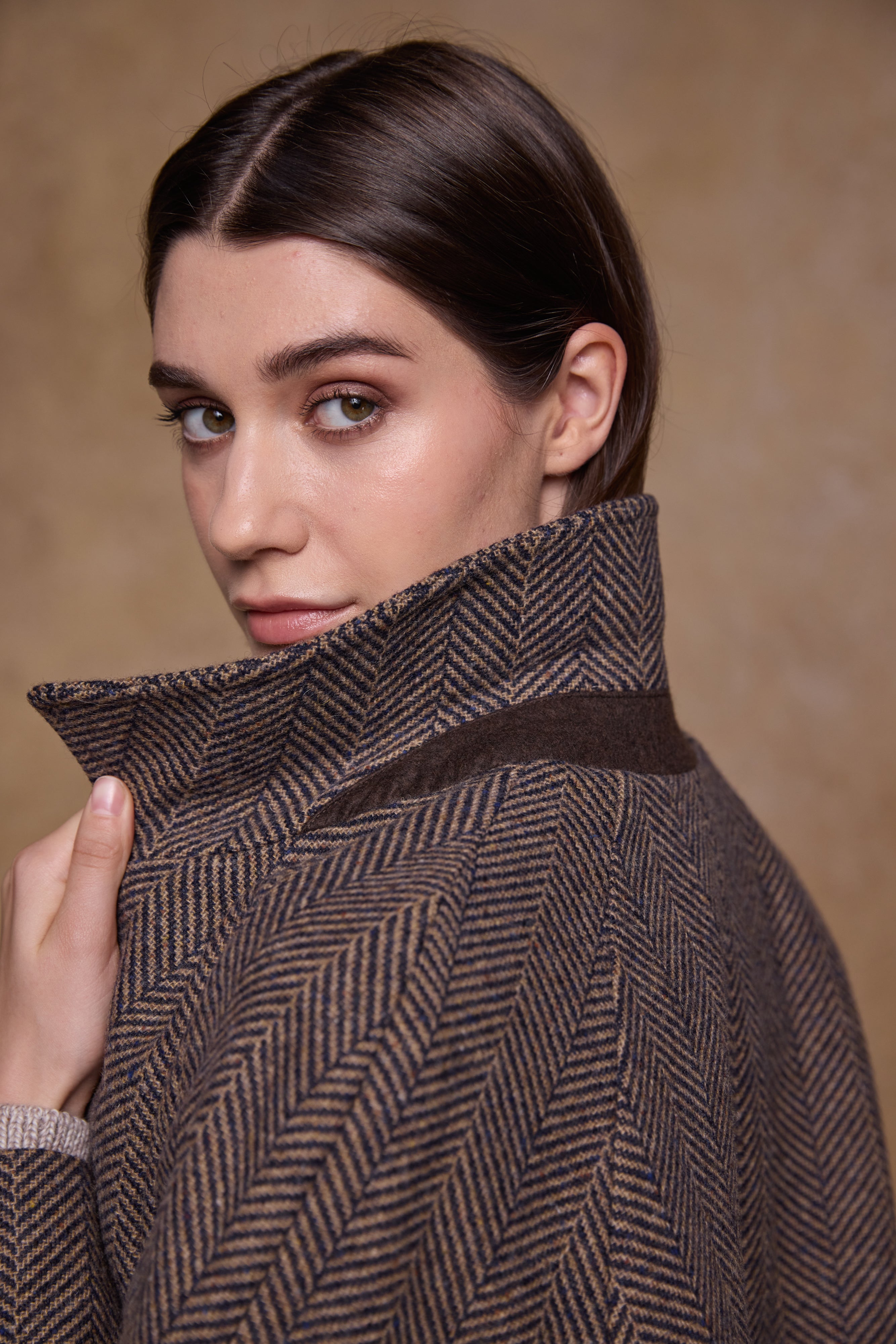 Shauna Tweed Coat - Donegal Wheat Herringbone