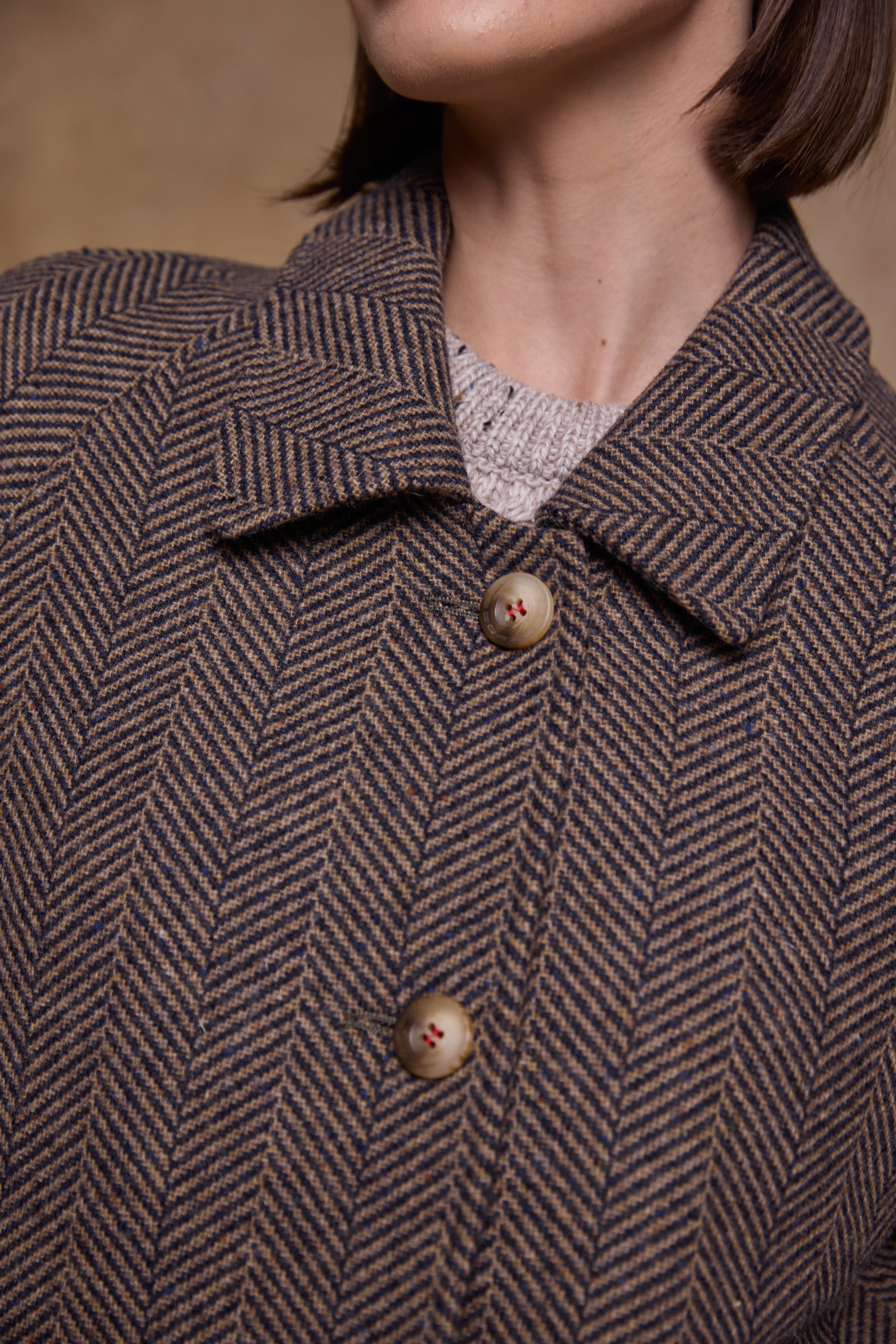 Shauna Tweed Coat - Donegal Wheat Herringbone