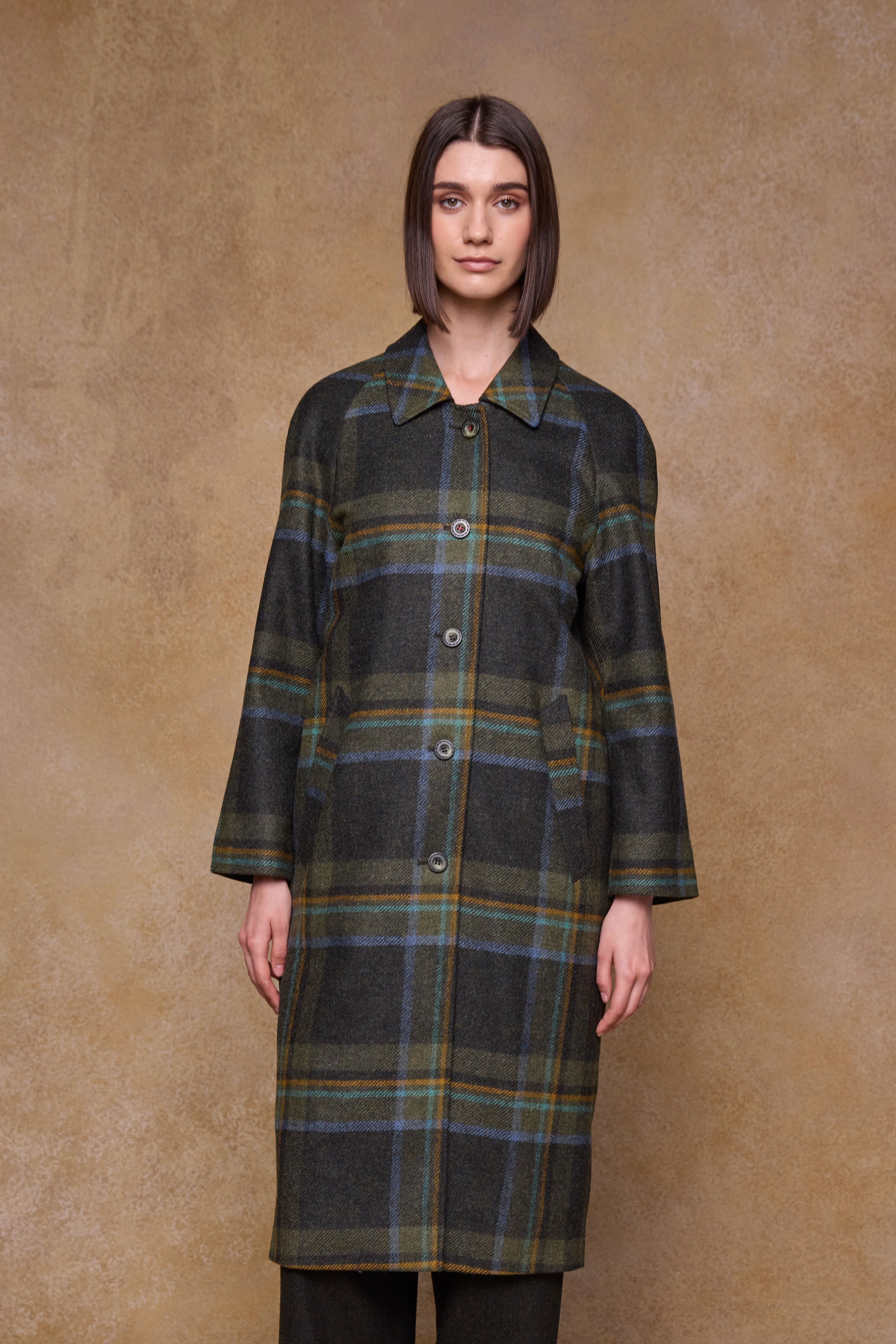 Shauna Tweed Coat - Sage & Emerald Check