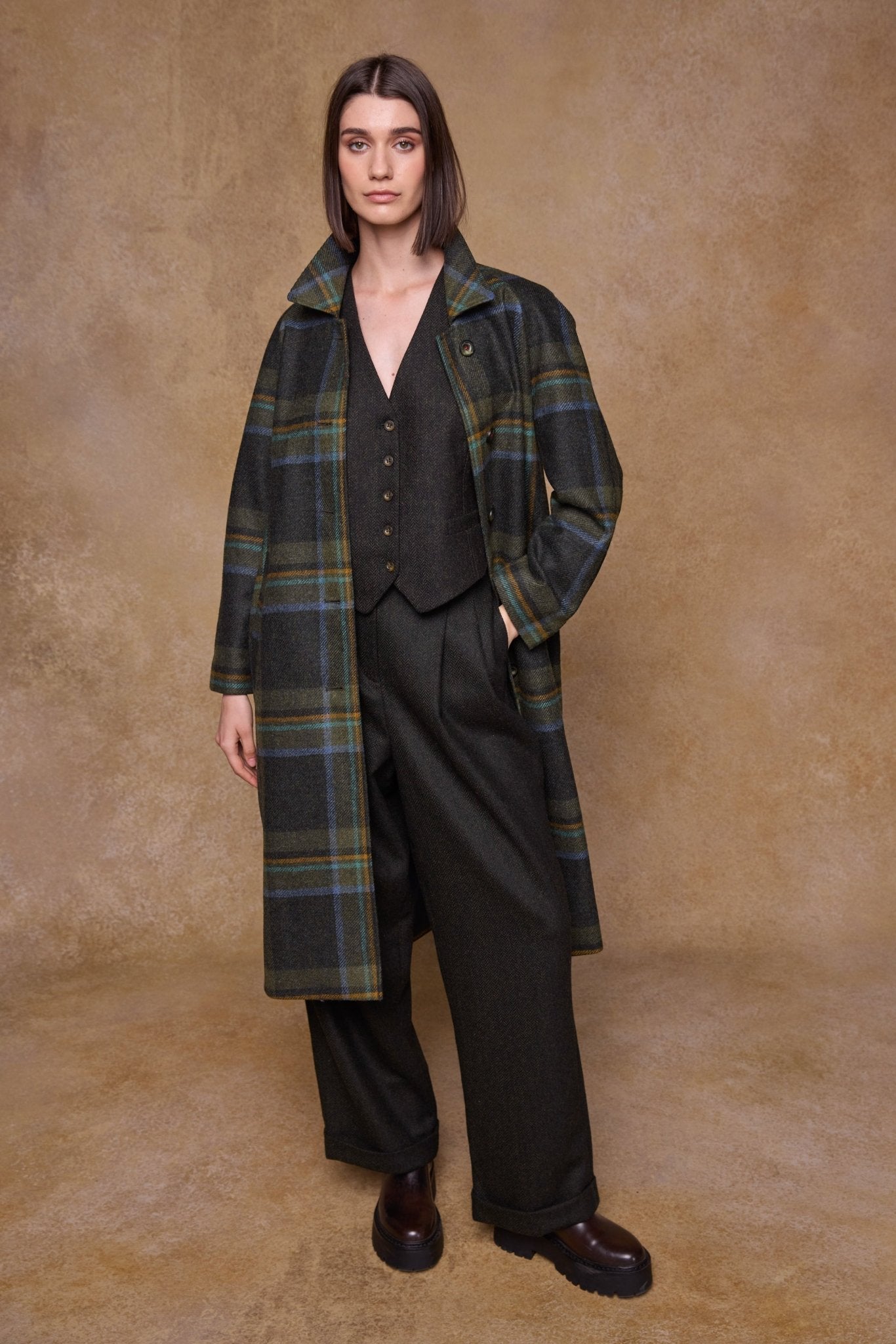 Jack Murphy Ireland - Shauna Tweed Coat - Sage & Emerald Check - Tweed