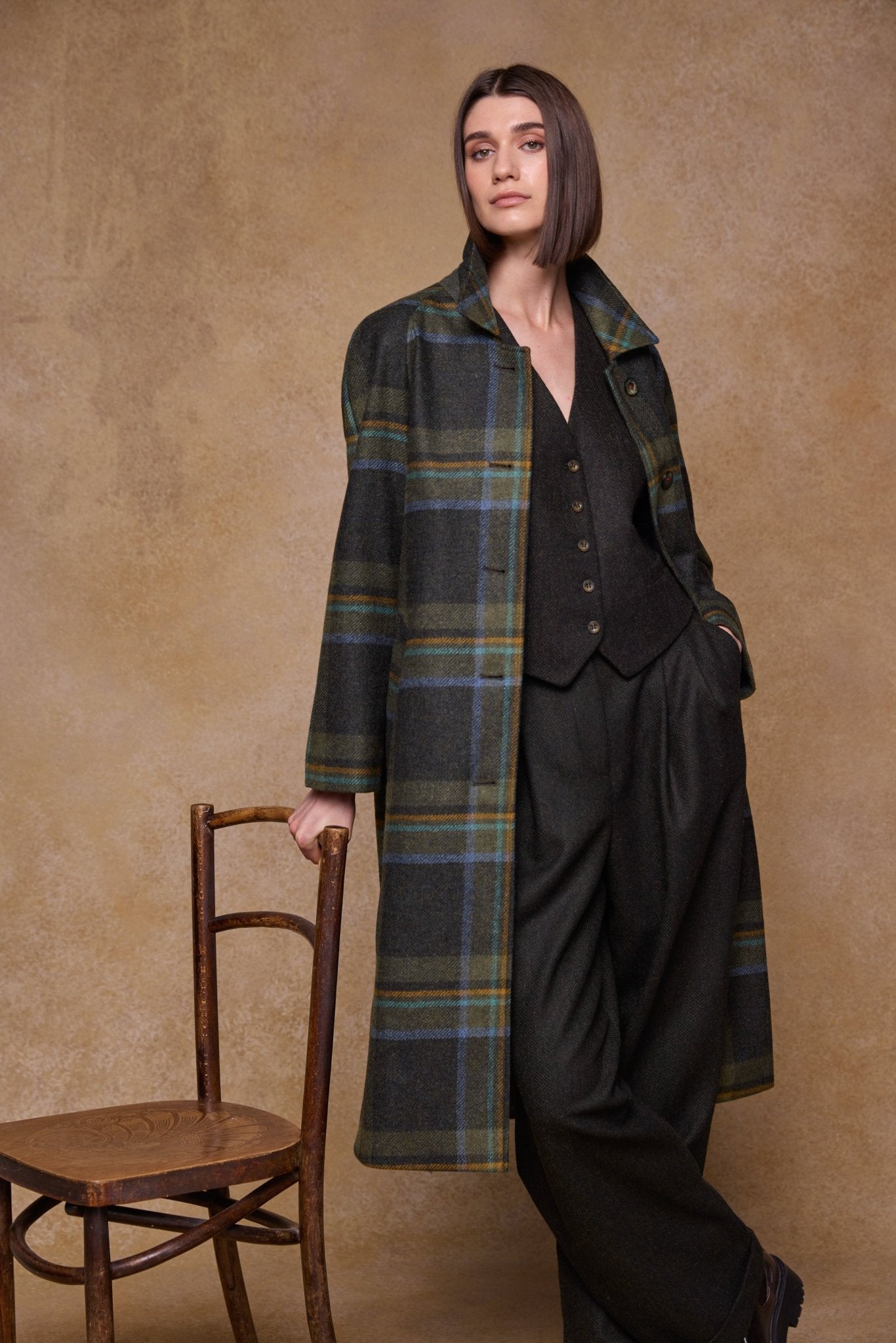 Jack Murphy Ireland - Shauna Tweed Coat - Sage & Emerald Check - Tweed