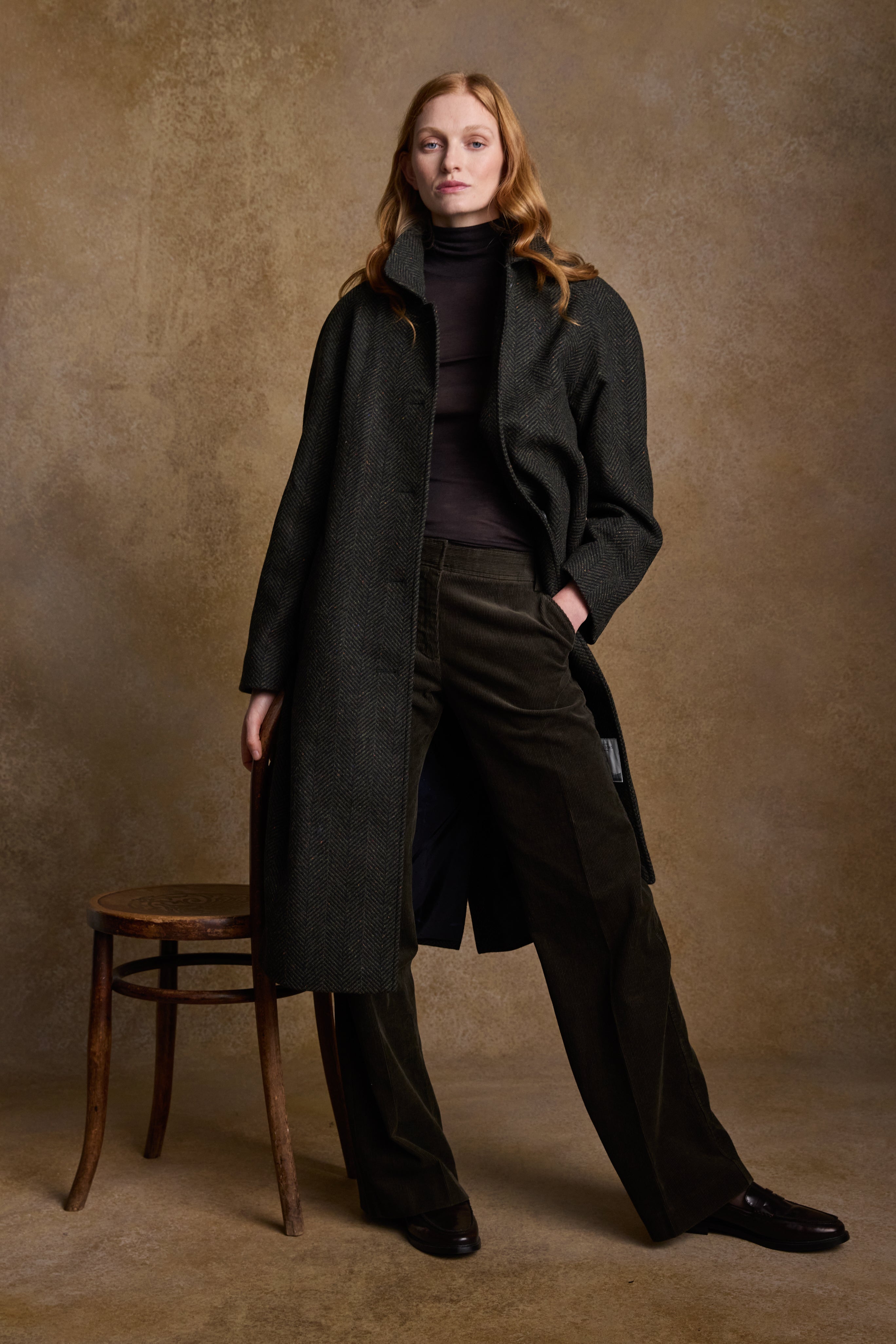 Shauna Tweed Coat - Donegal Pine Herringbone