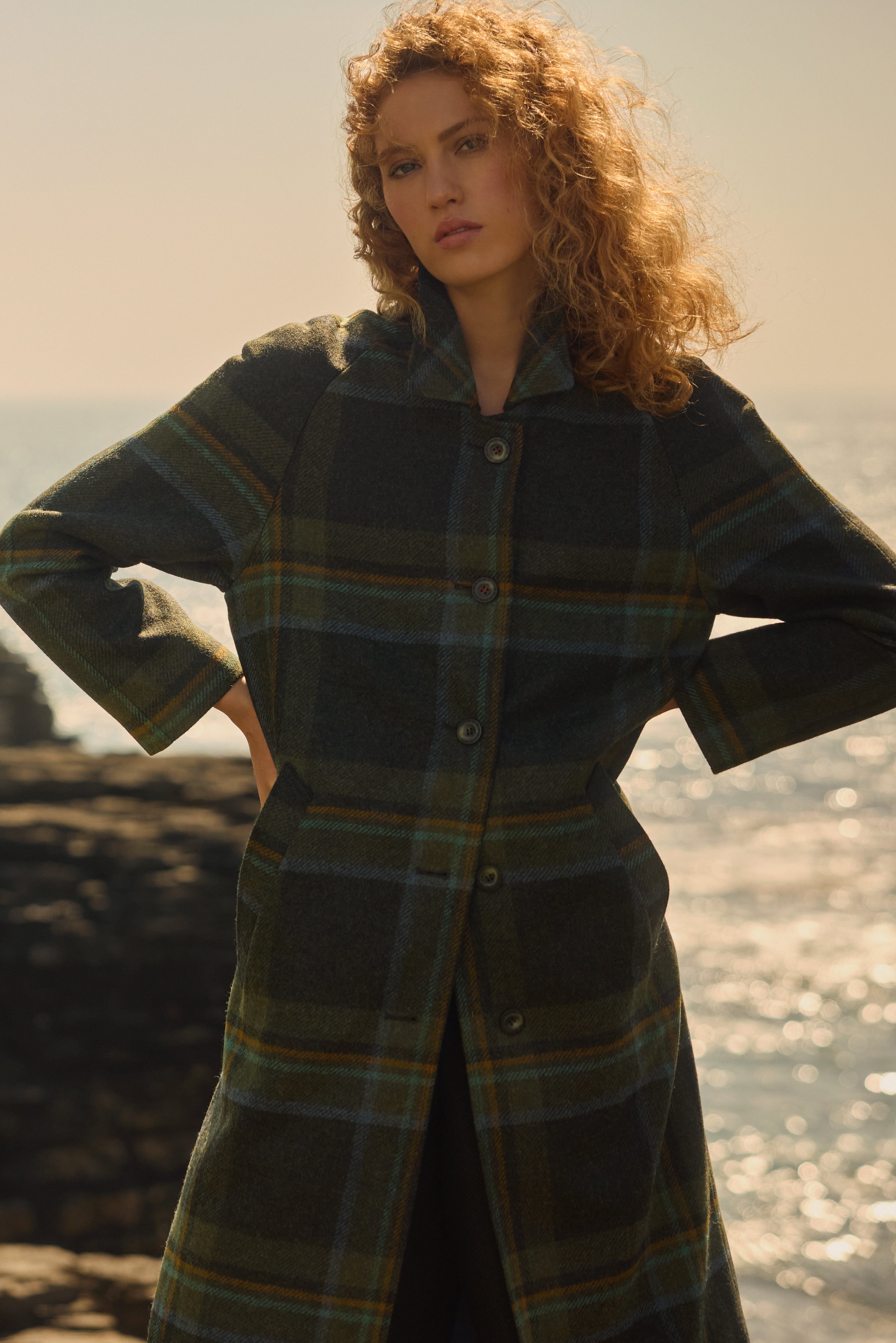 Shauna Tweed Coat - Sage & Emerald Check
