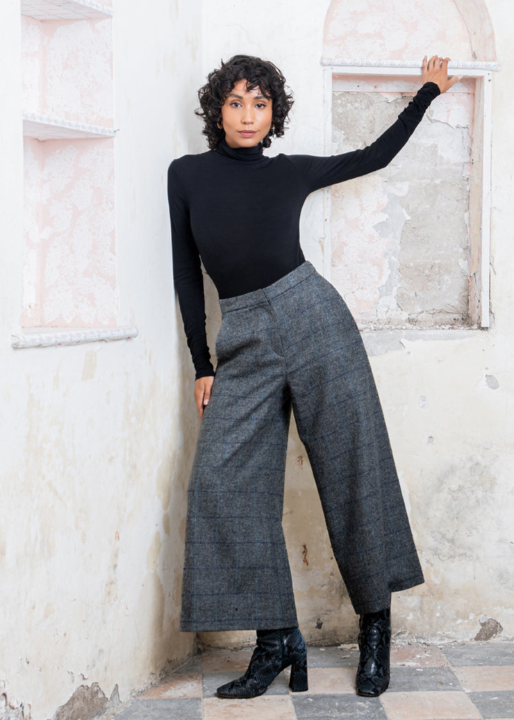 Enya Tweed Culottes - Grey Check