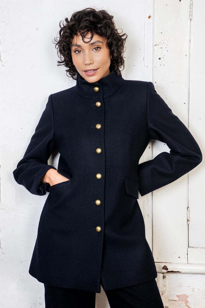 Lynn Tweed Coat - Navy Melton - Jack Murphy Ireland