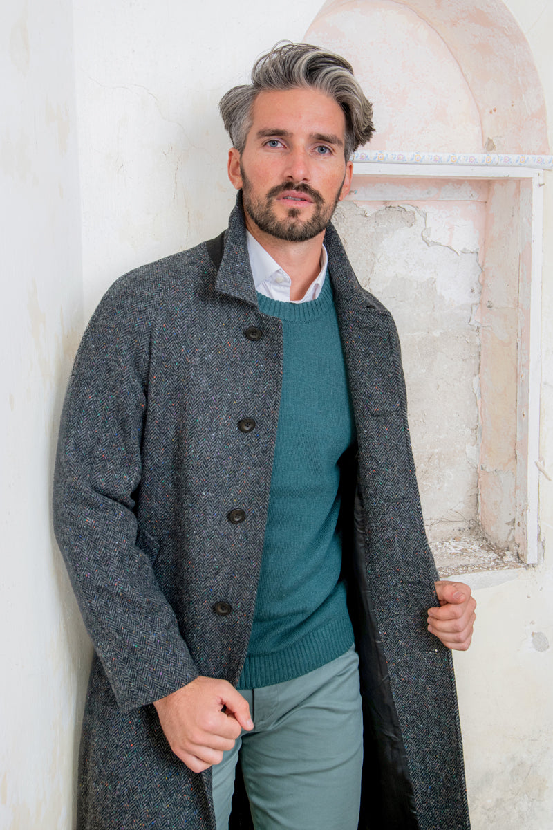 Sean Full-Length Tweed Coat - Donegal Slate
