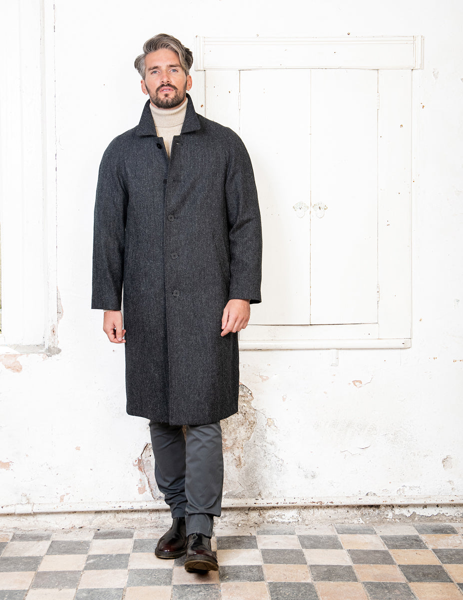 Sean Tweed Coat Grey Herringbone