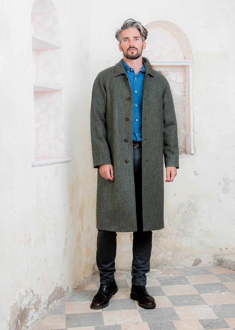 Sean Tweed Coat - Charcoal Wide Herringbone
