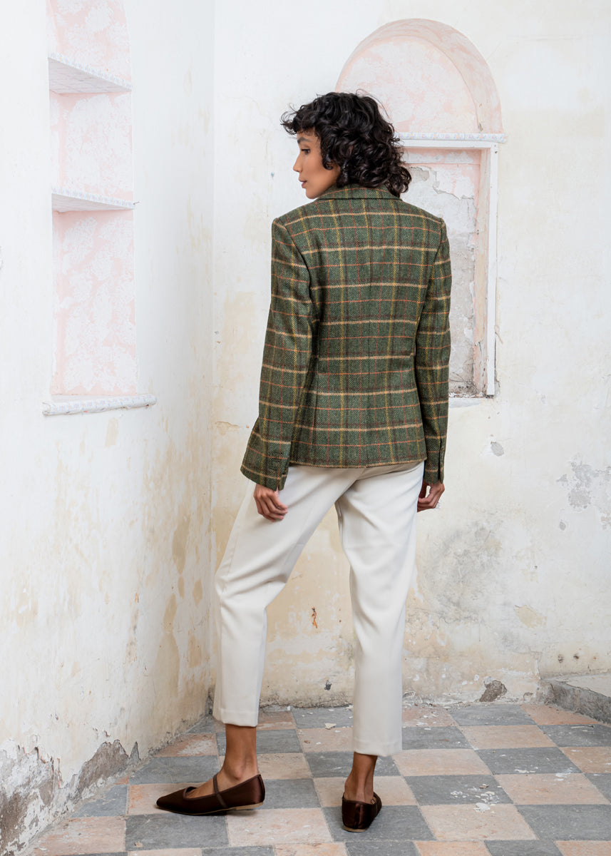 Tara Tweed Hacking Jacket - Green Country Check