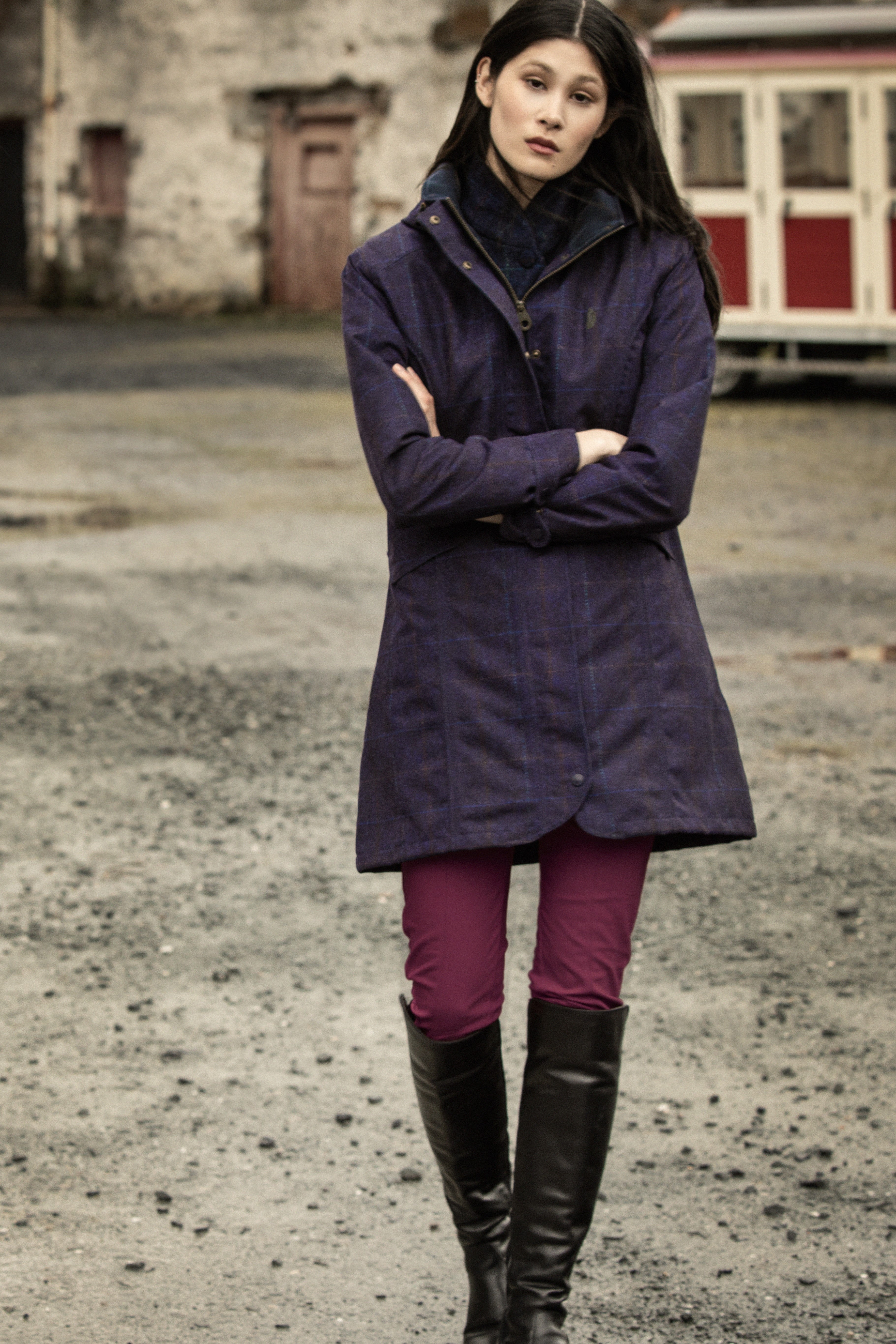 Sophia Waterproof Jacket - Navy Windowpane