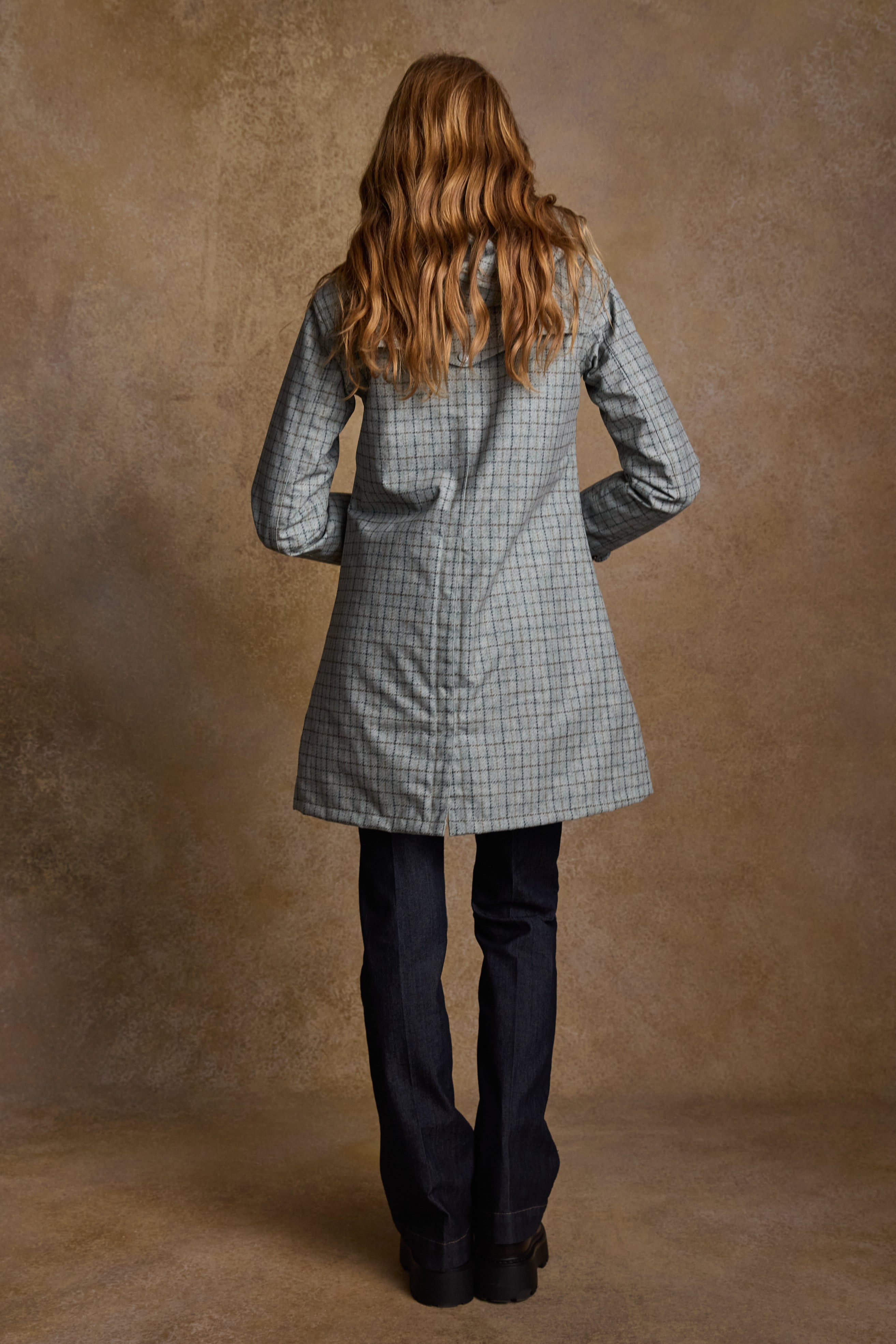 Veste en tweed Nicole - Chevrons tissés en jade