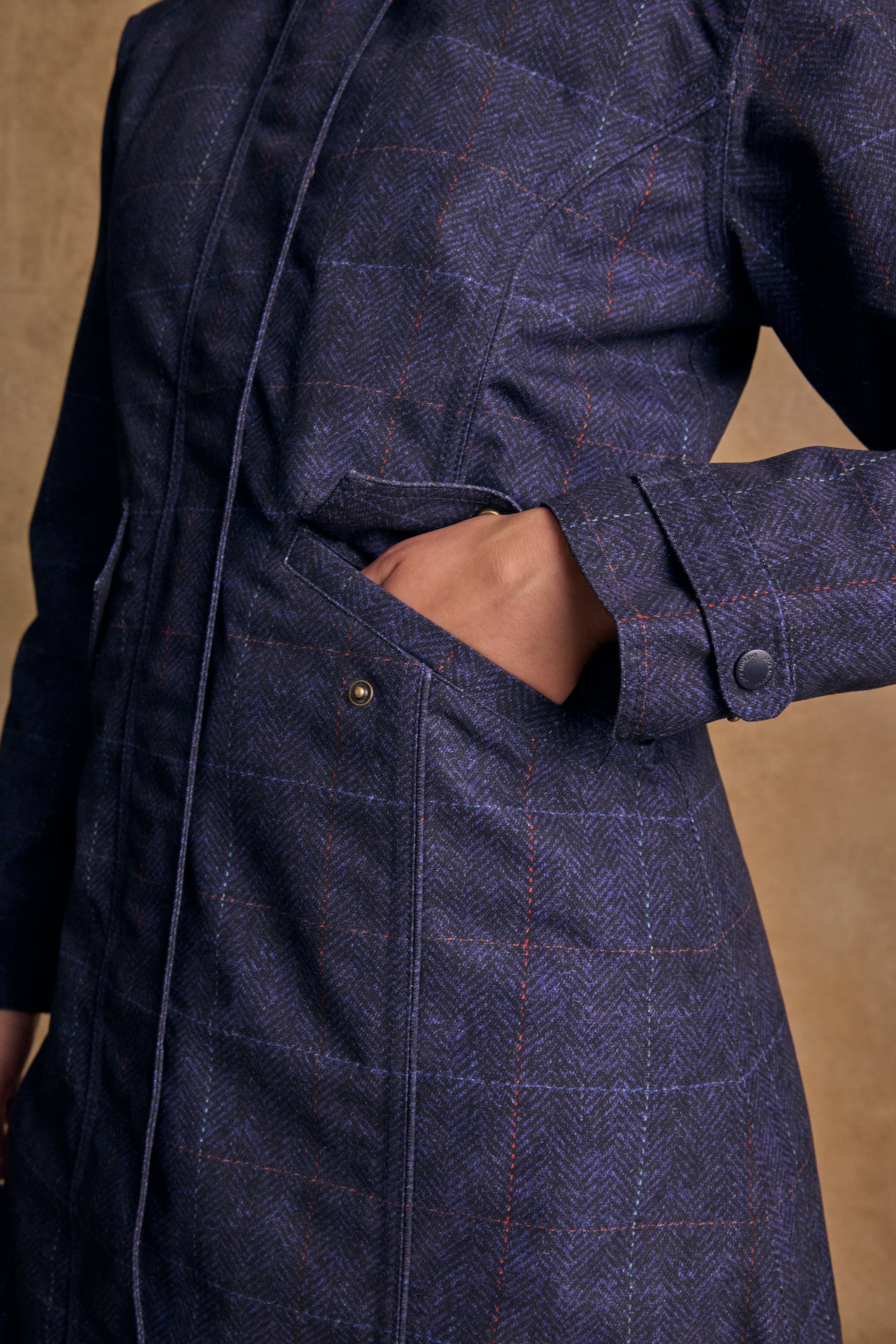 Sophia Waterproof Jacket - Navy Windowpane