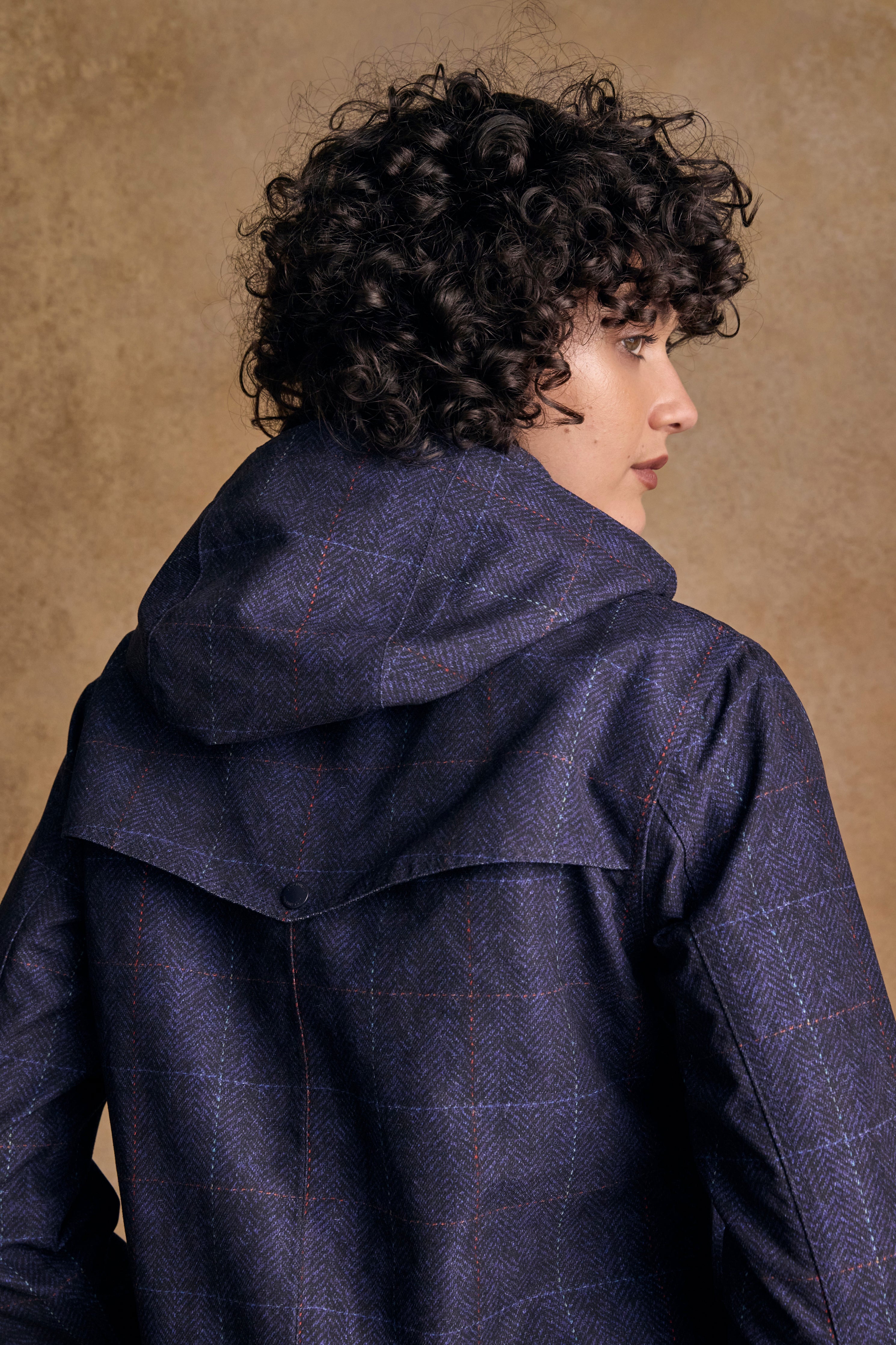 Sophia Waterproof Jacket - Navy Windowpane