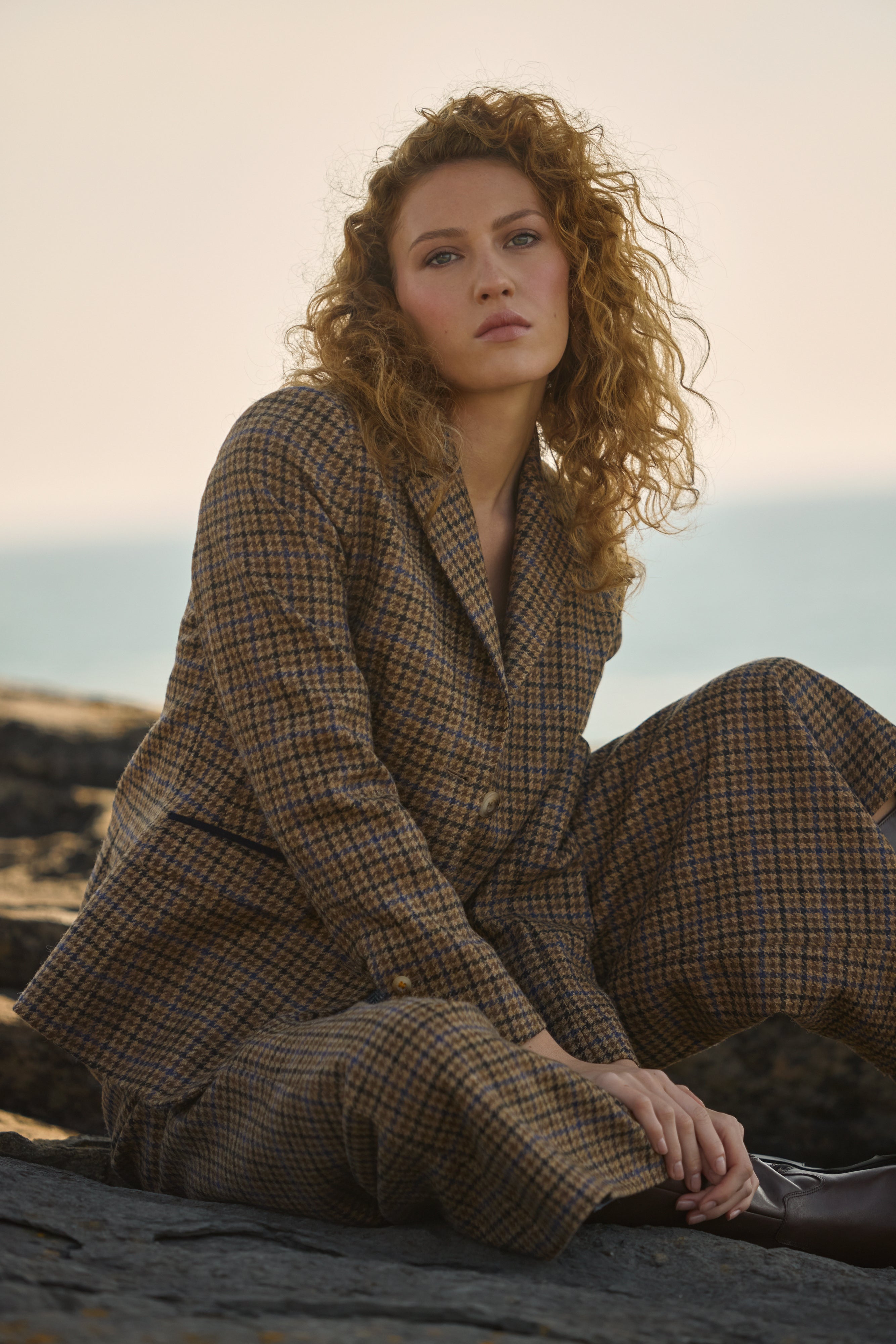 Tara Tweed Hacking Jacket - Blue Driftwood Check