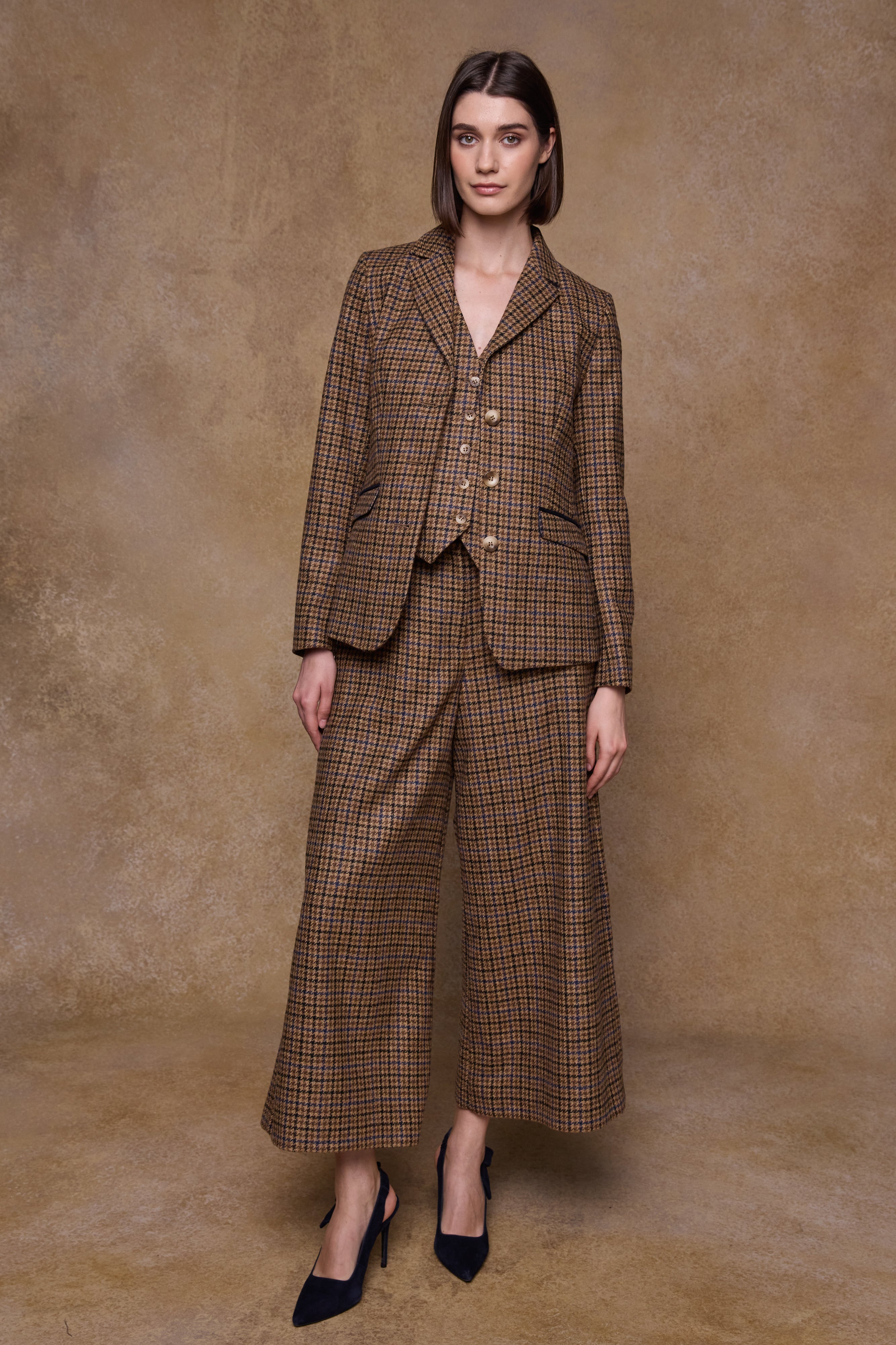 Tara Tweed Hacking Jacke – Tiefgrünes Fischgrätenmuster
