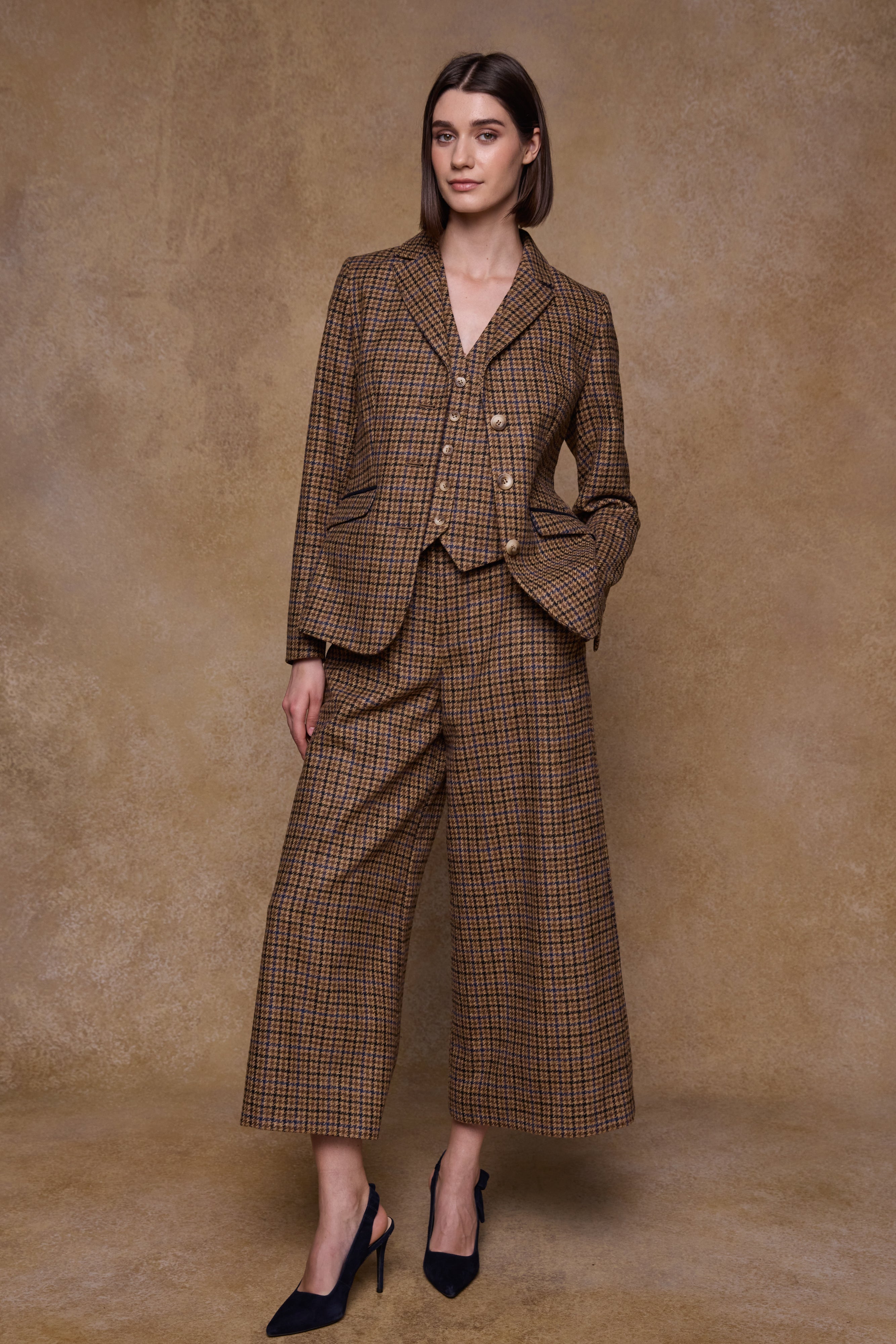 Tara Tweed Hacking Jacket - Blue Driftwood Check