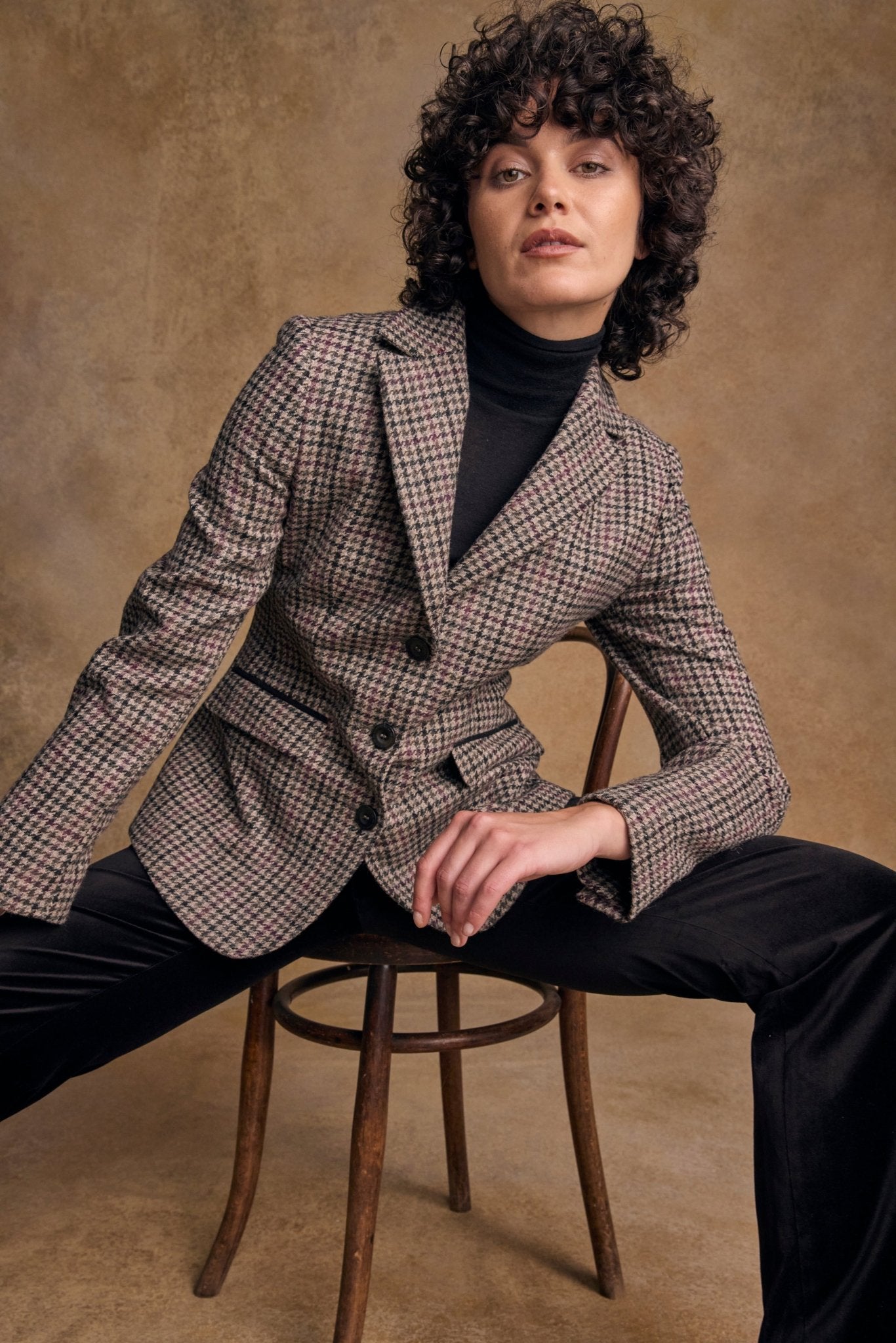 Jack Murphy Ireland - Tara Tweed Hacking Jacket - Plum Hacking Check - Tweed