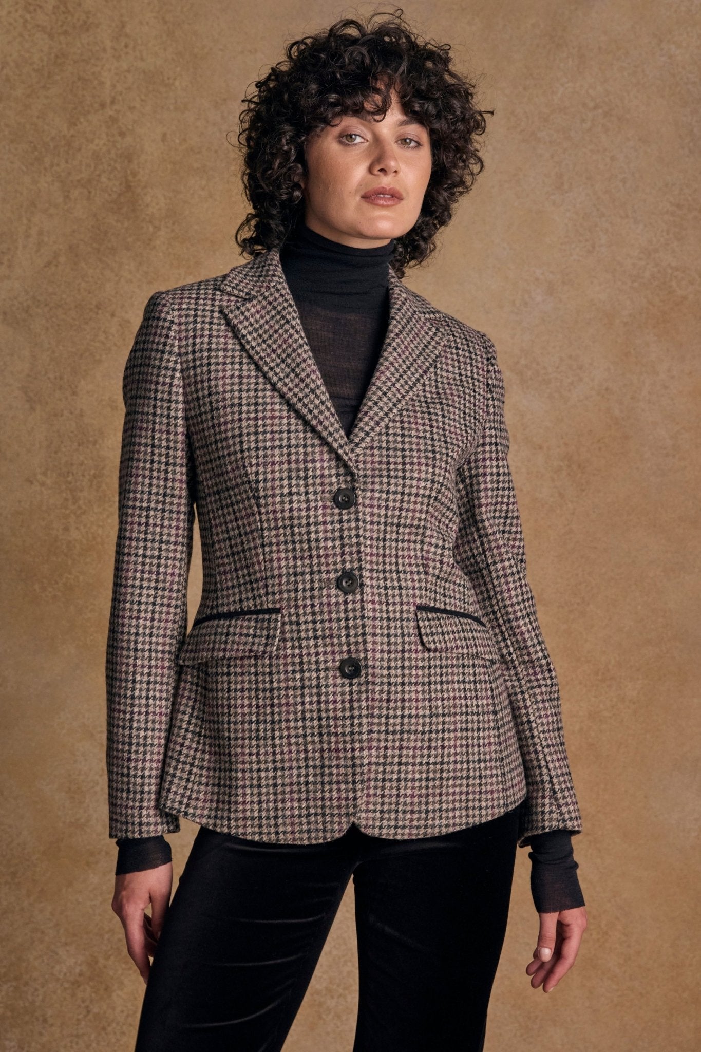 Jack Murphy Ireland - Tara Tweed Hacking Jacket - Plum Hacking Check - Tweed