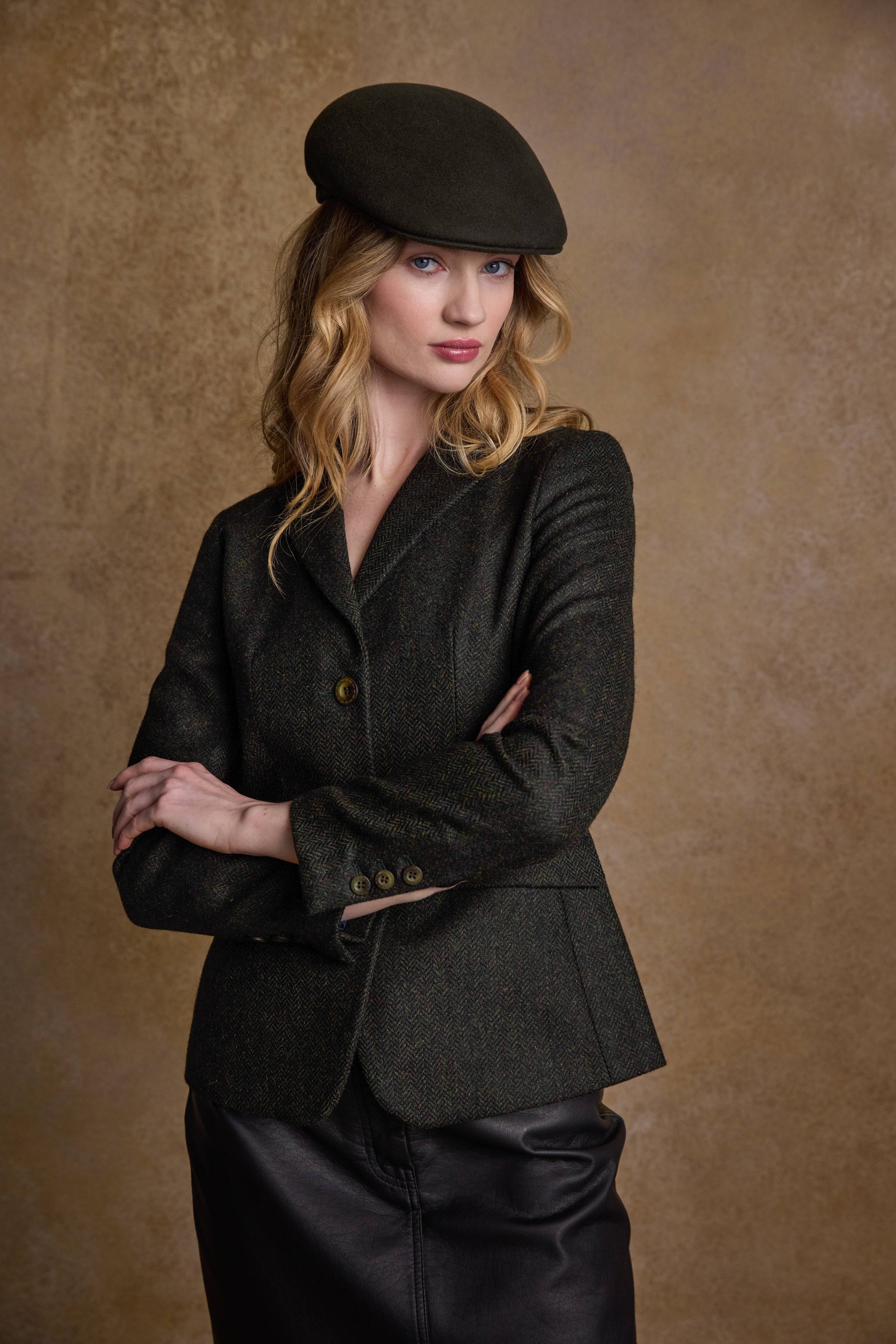 Galway Felt Flat Cap - Olive