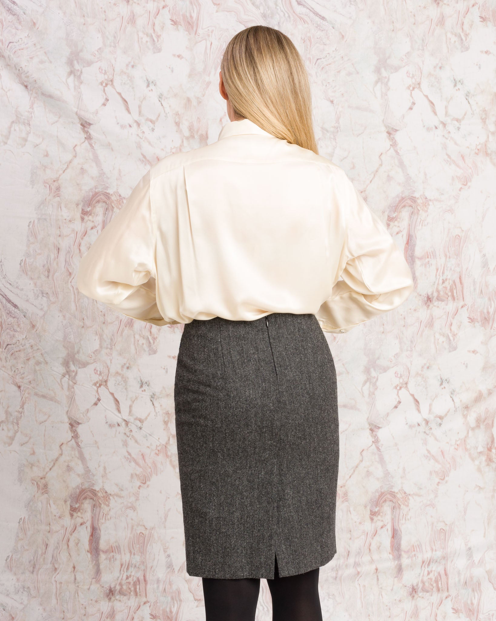 Mary-Kate Tweed Skirt - Grey Fleck