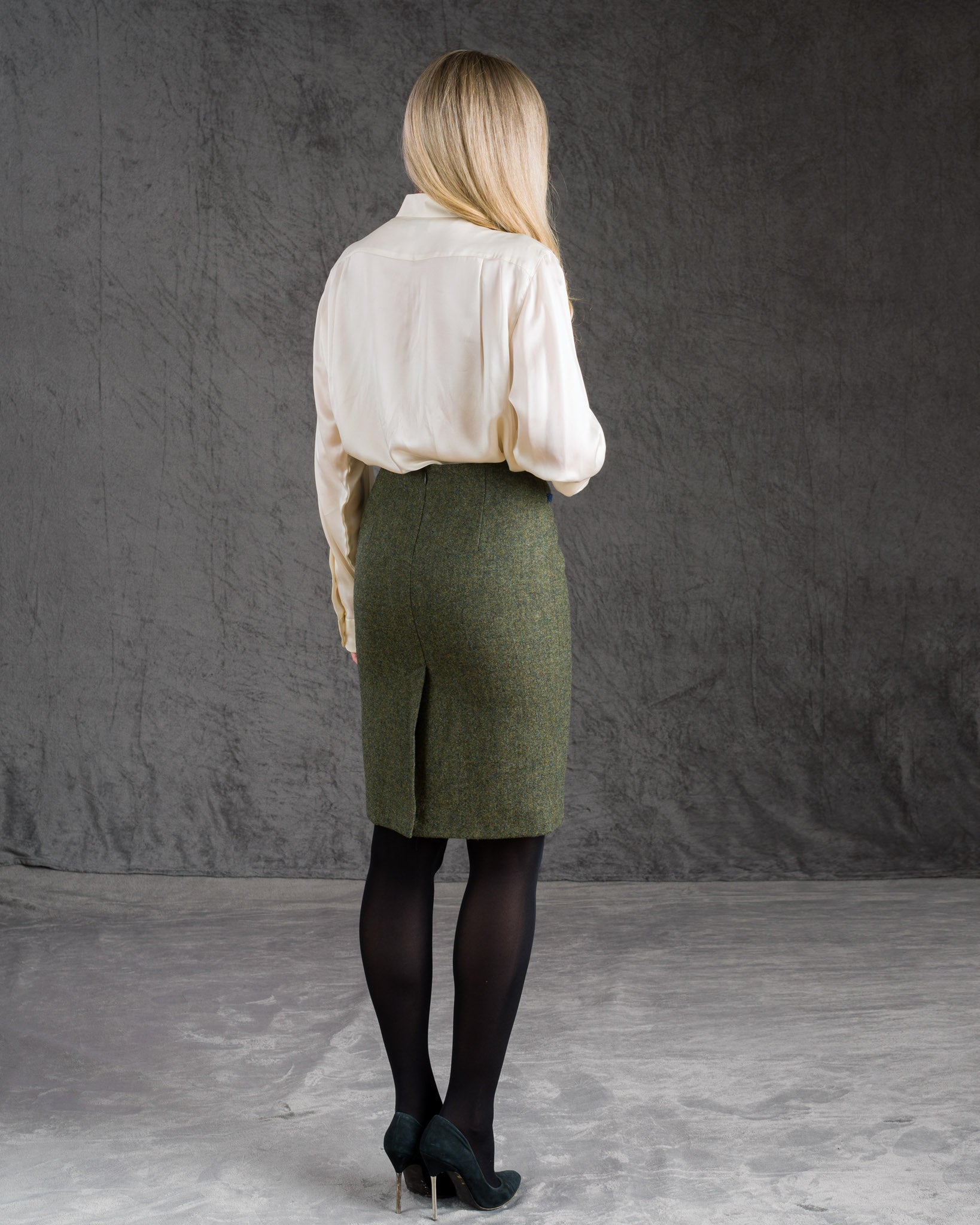 Mary-Kate Tweed Skirt - Moss Fleck