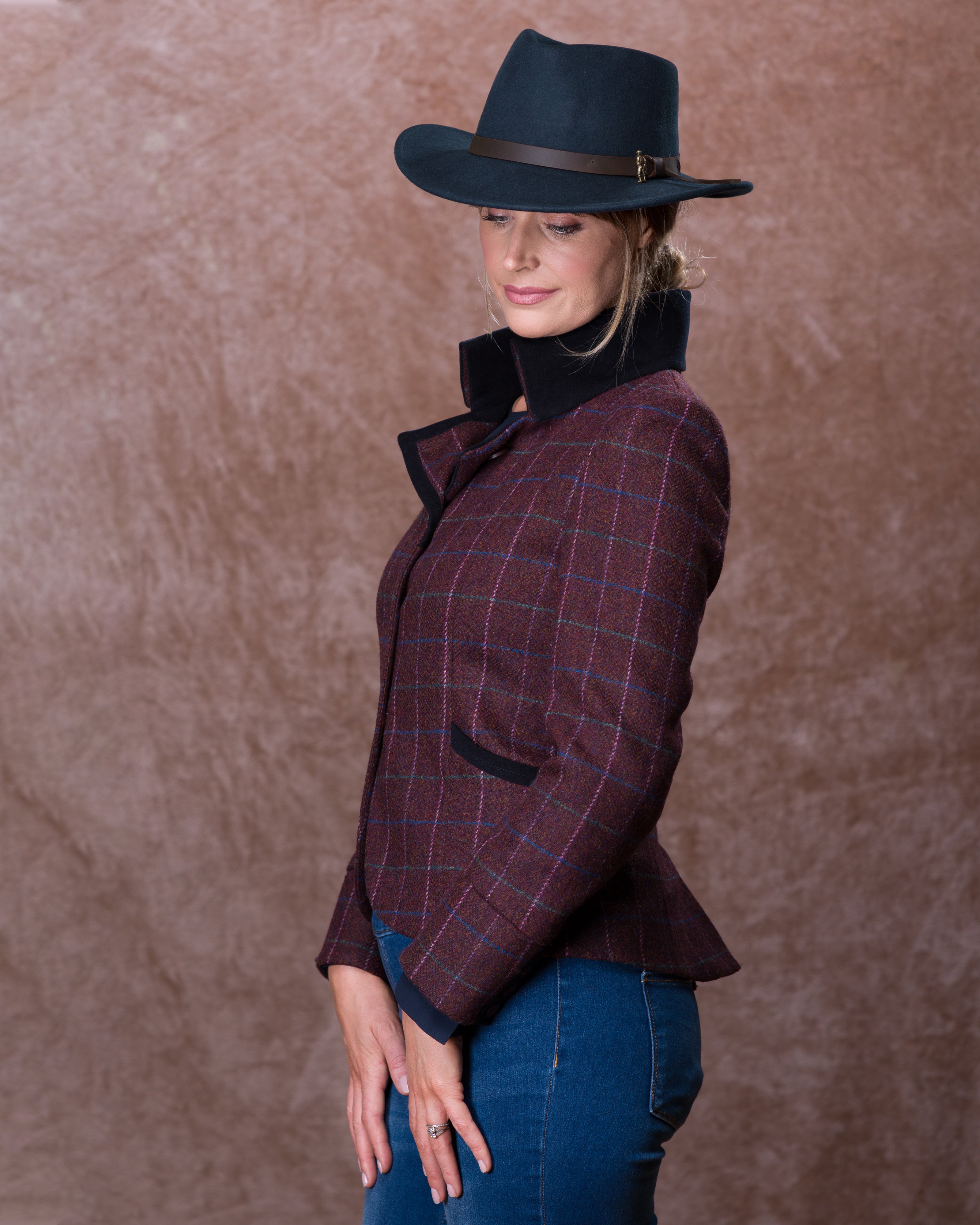 Emer Tweed Jacket - Winter Berry Check - Jack Murphy Ireland