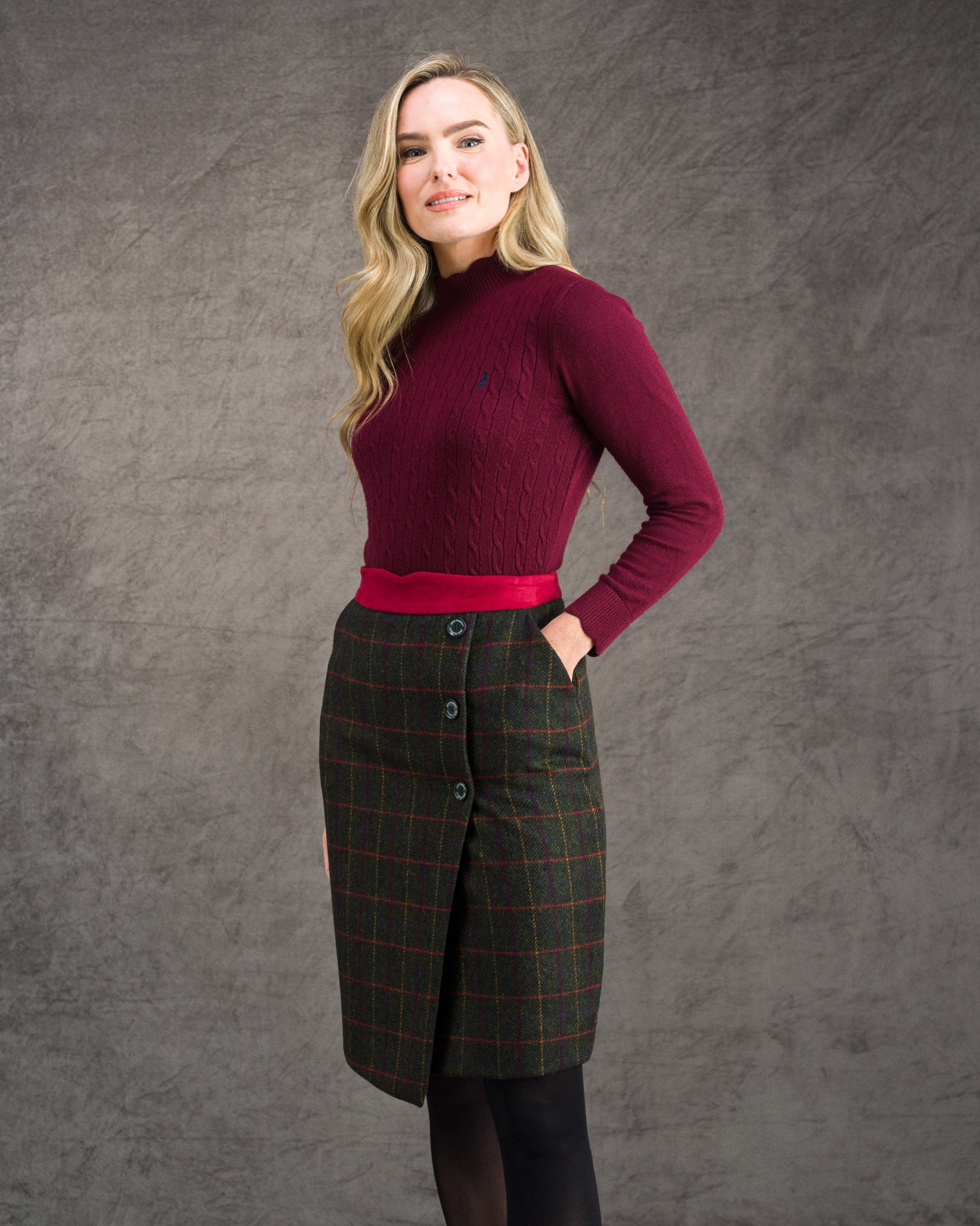 Emma Tweed Skirt - Primary Green - Jack Murphy Ireland