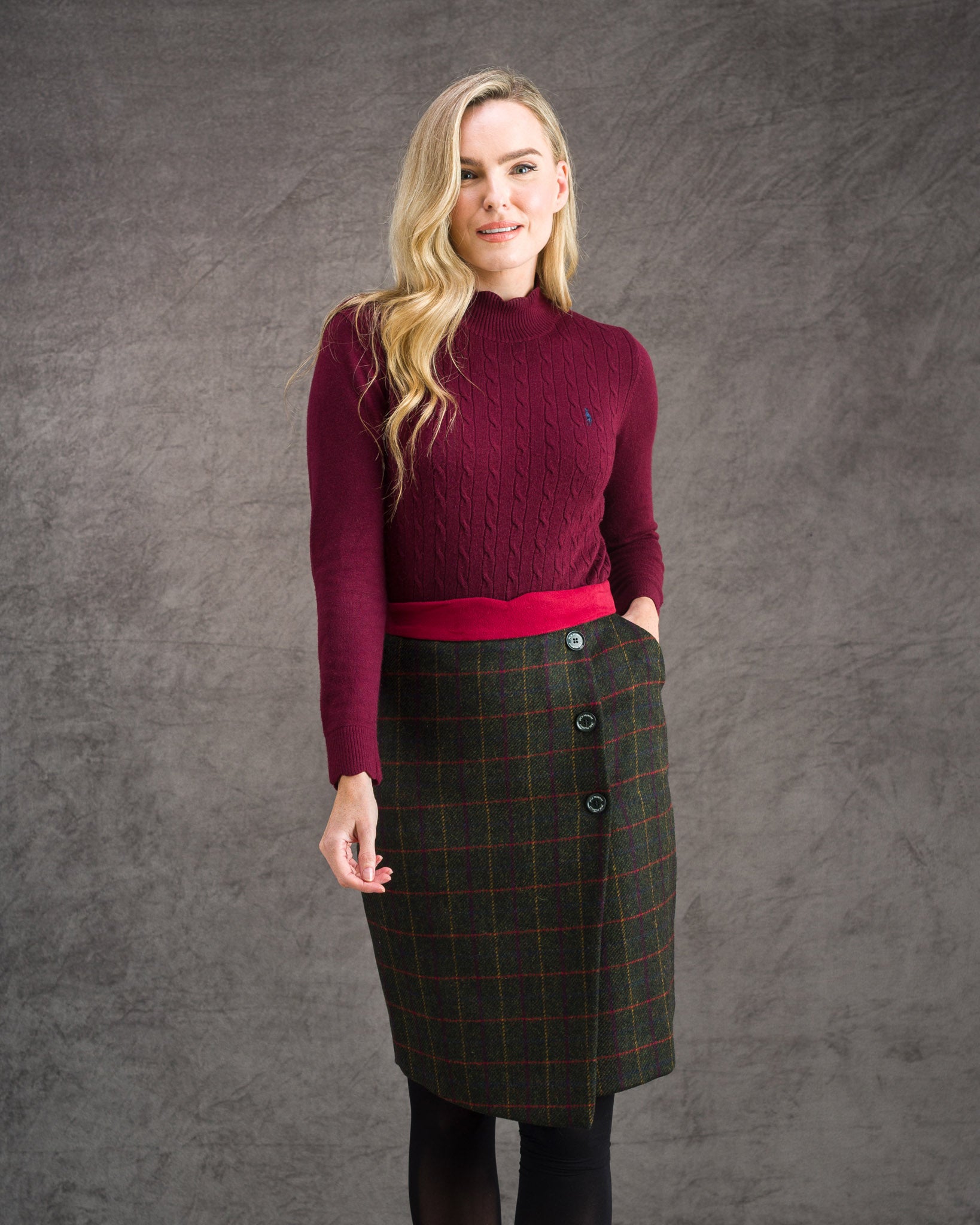Emma Tweed Skirt - Primary Green - Jack Murphy Ireland