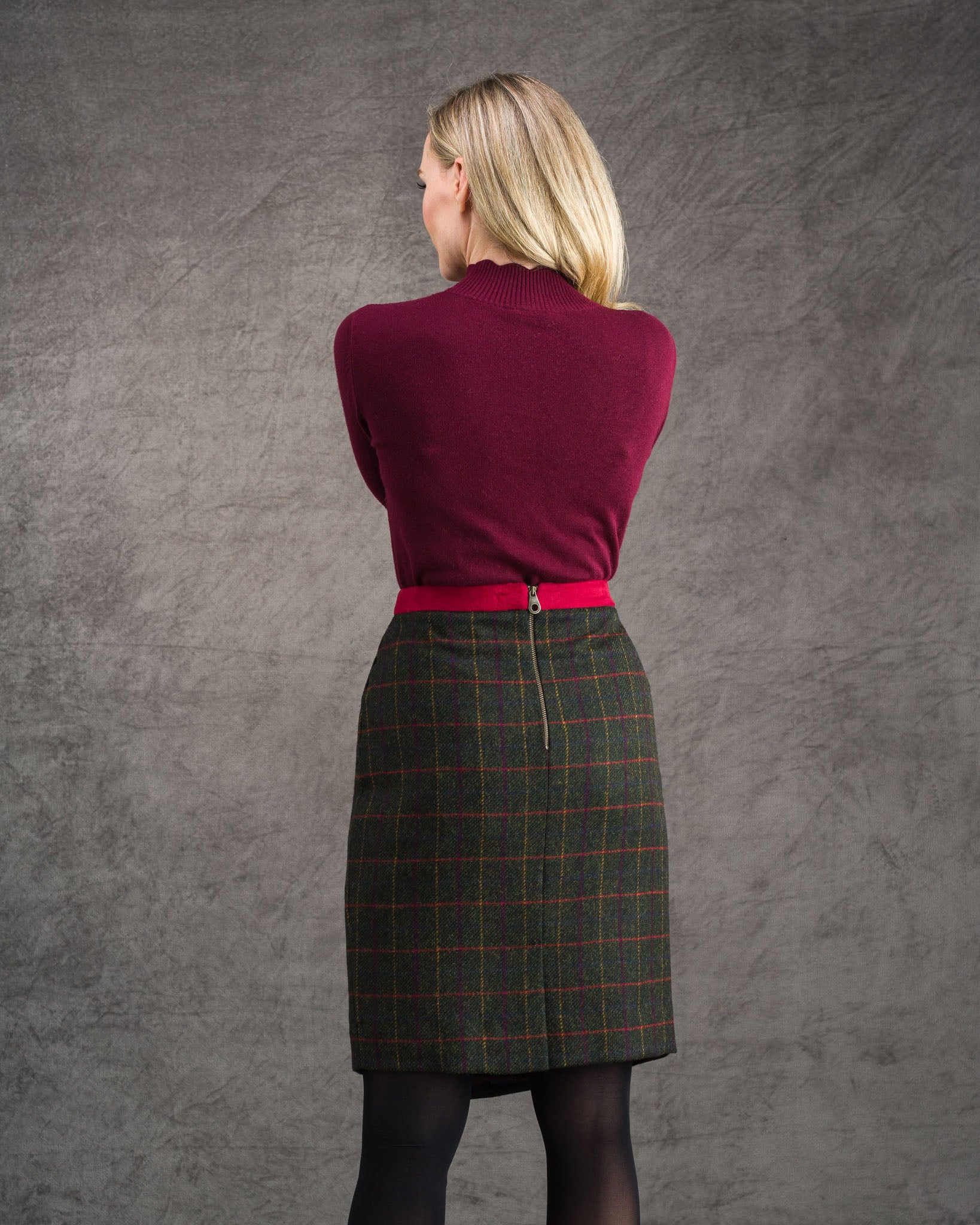 Emma Tweed Skirt - Primary Green - Jack Murphy Ireland