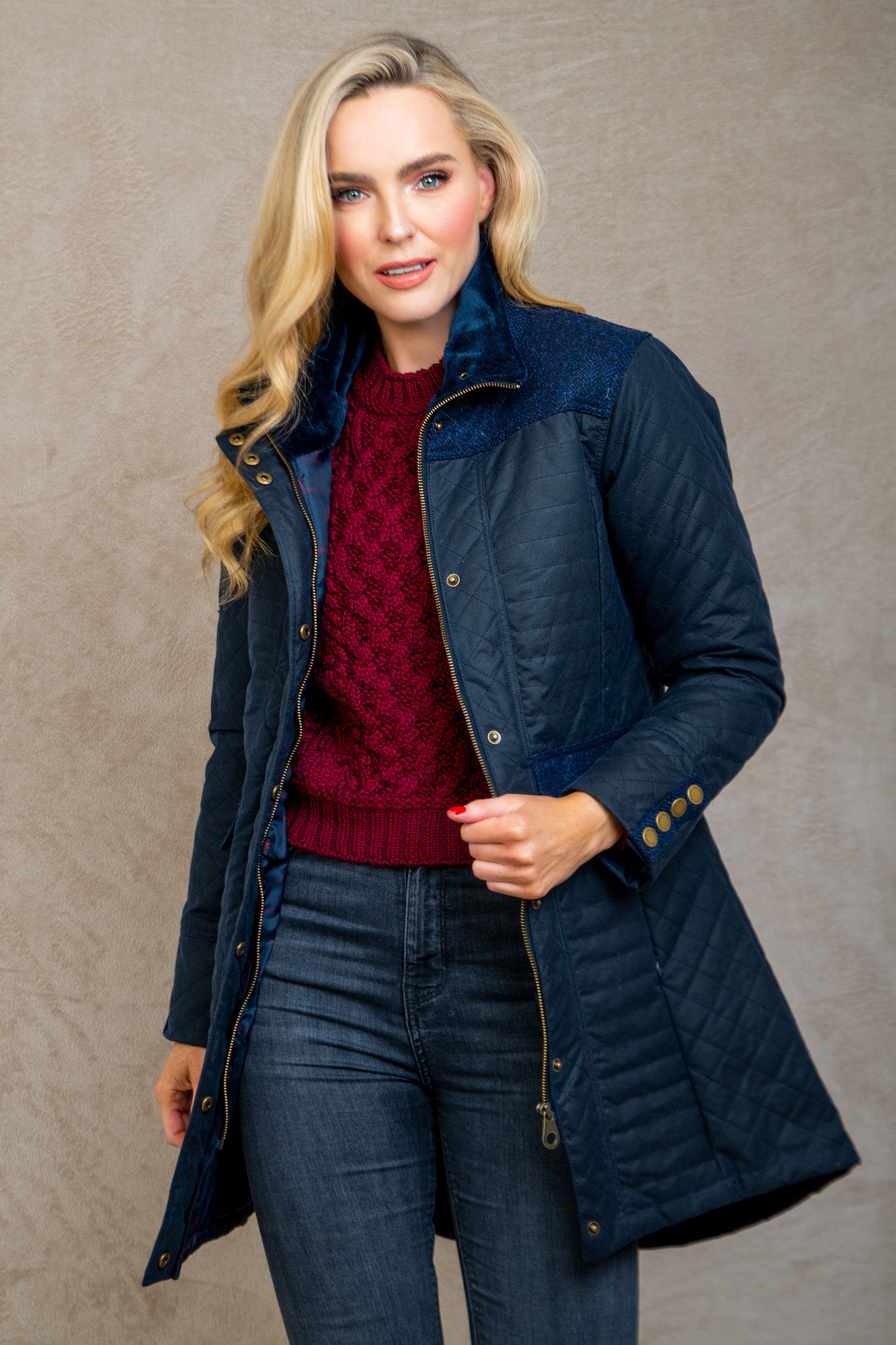 Jodie Wax Coat - Navy - Jack Murphy Ireland