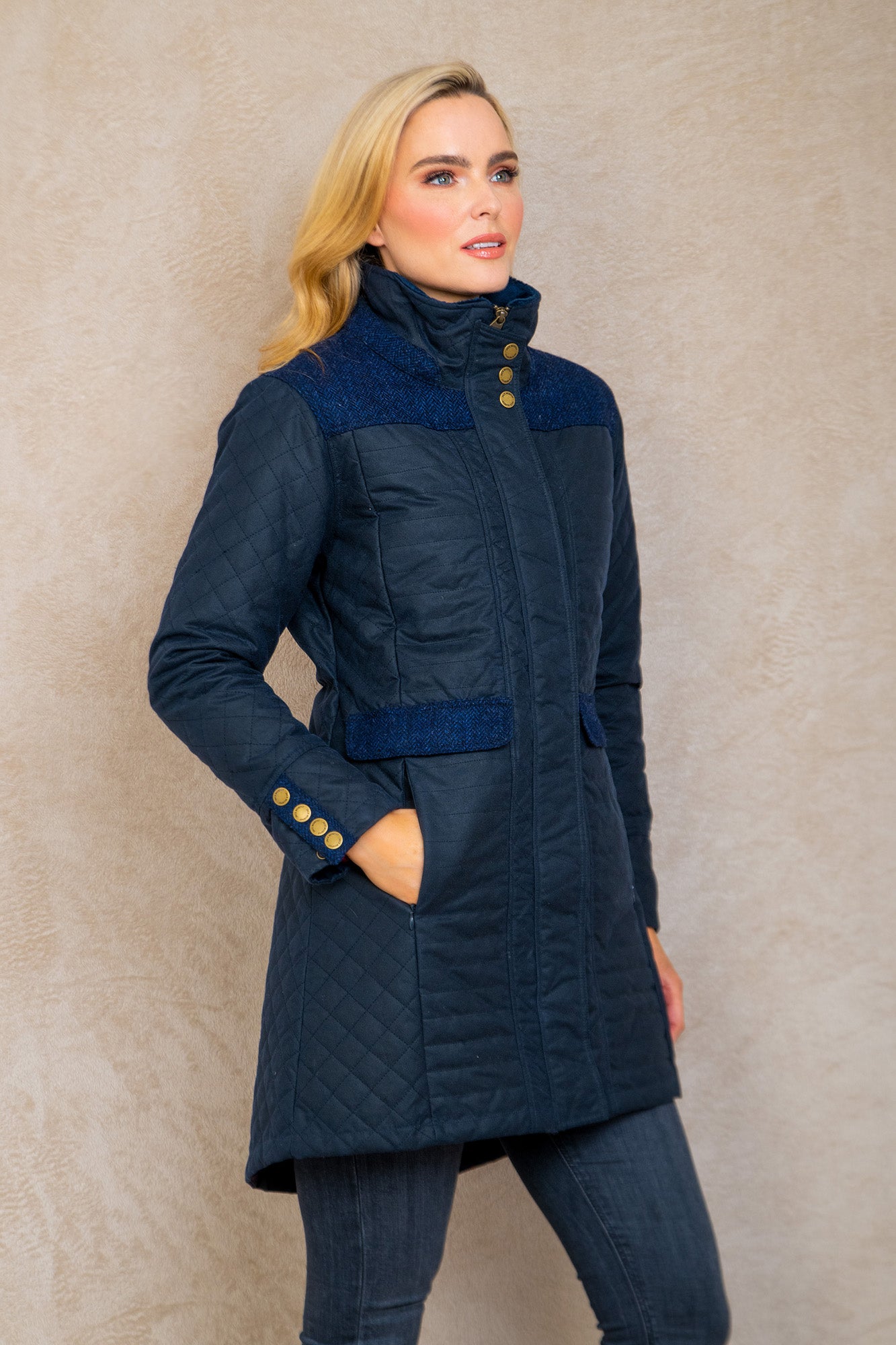 Jodie Wax Coat - Navy - Jack Murphy Ireland