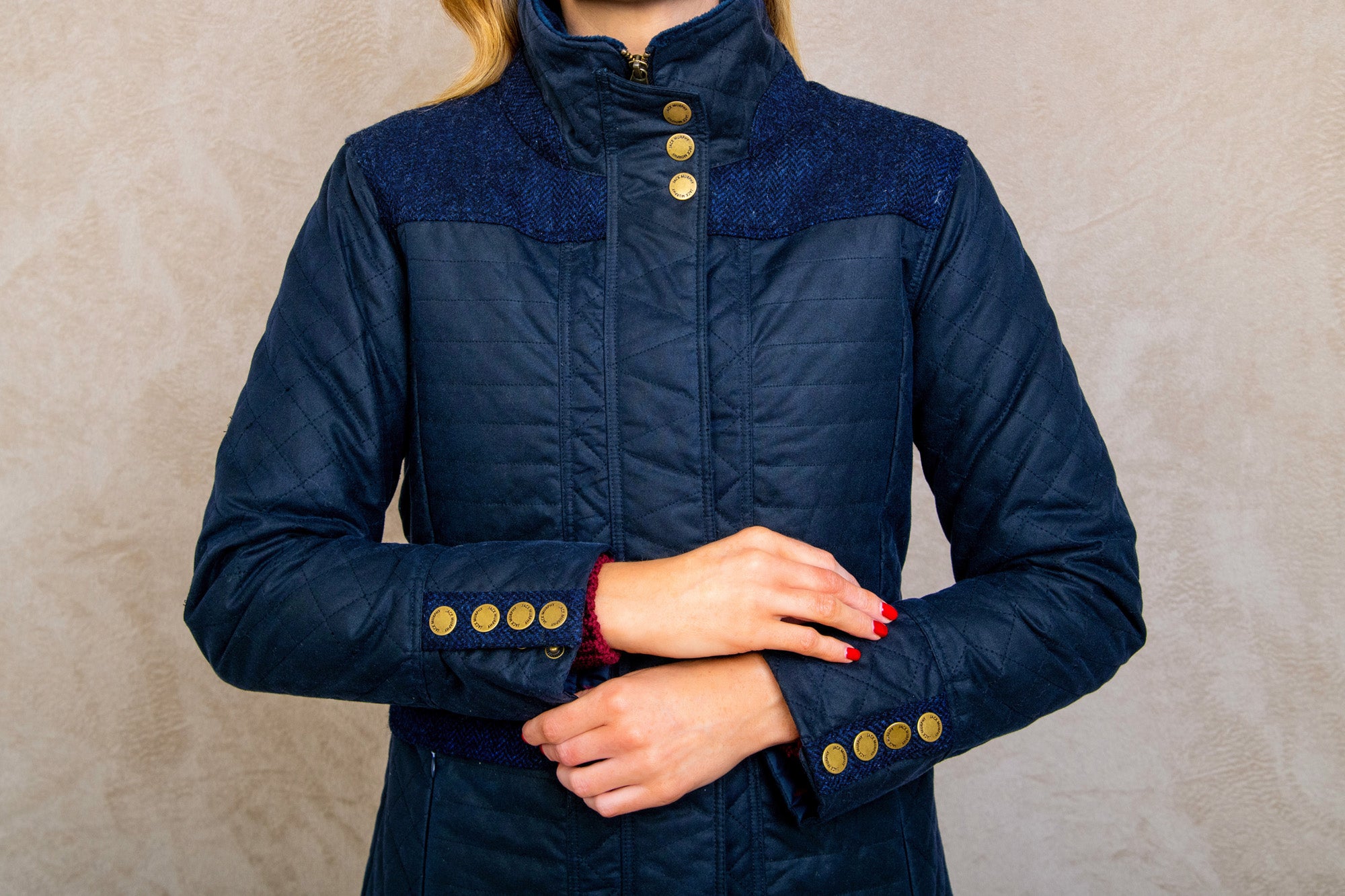 Jodie Wax Coat - Navy - Jack Murphy Ireland