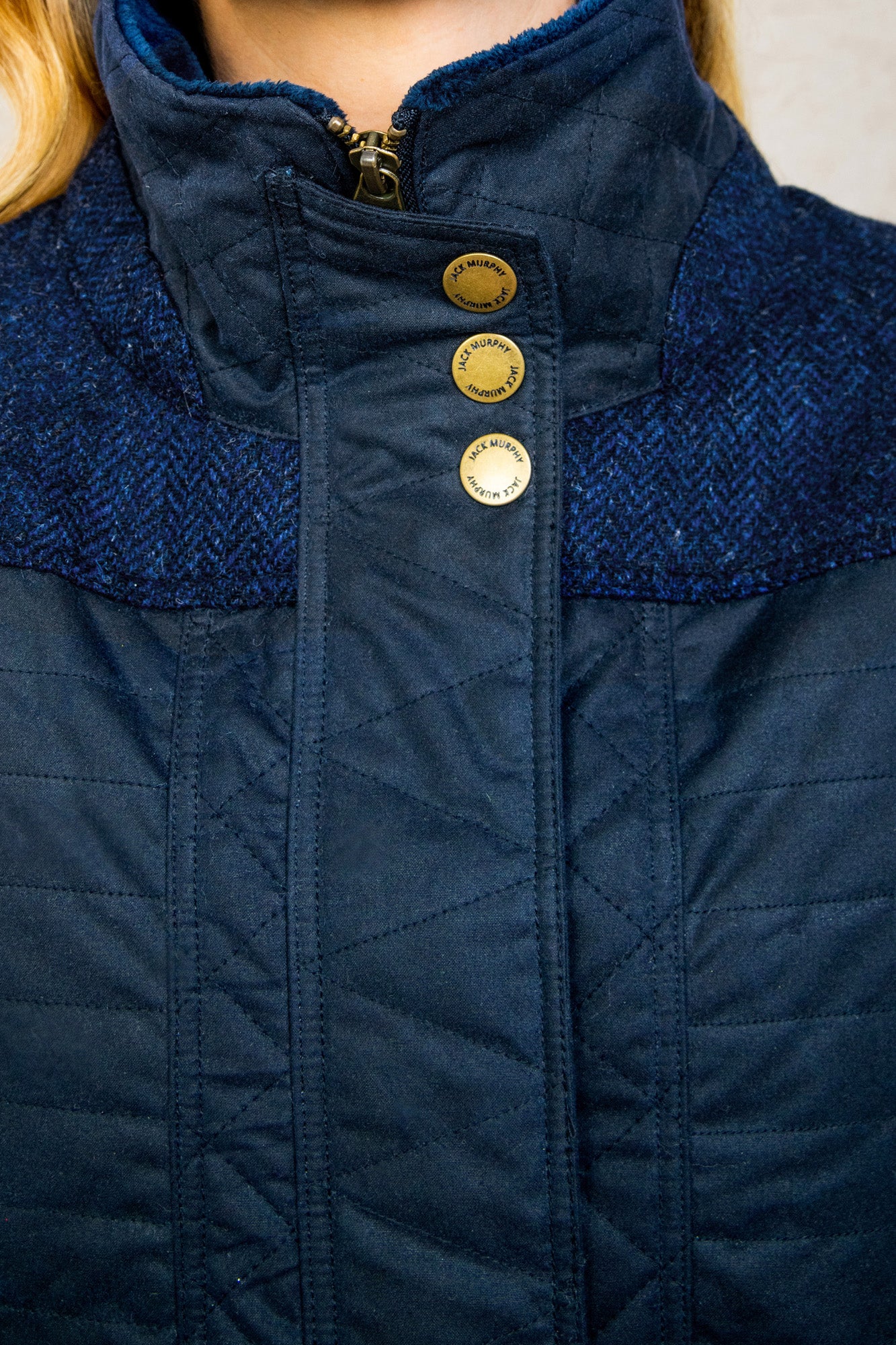 Jodie Wax Coat - Navy - Jack Murphy Ireland