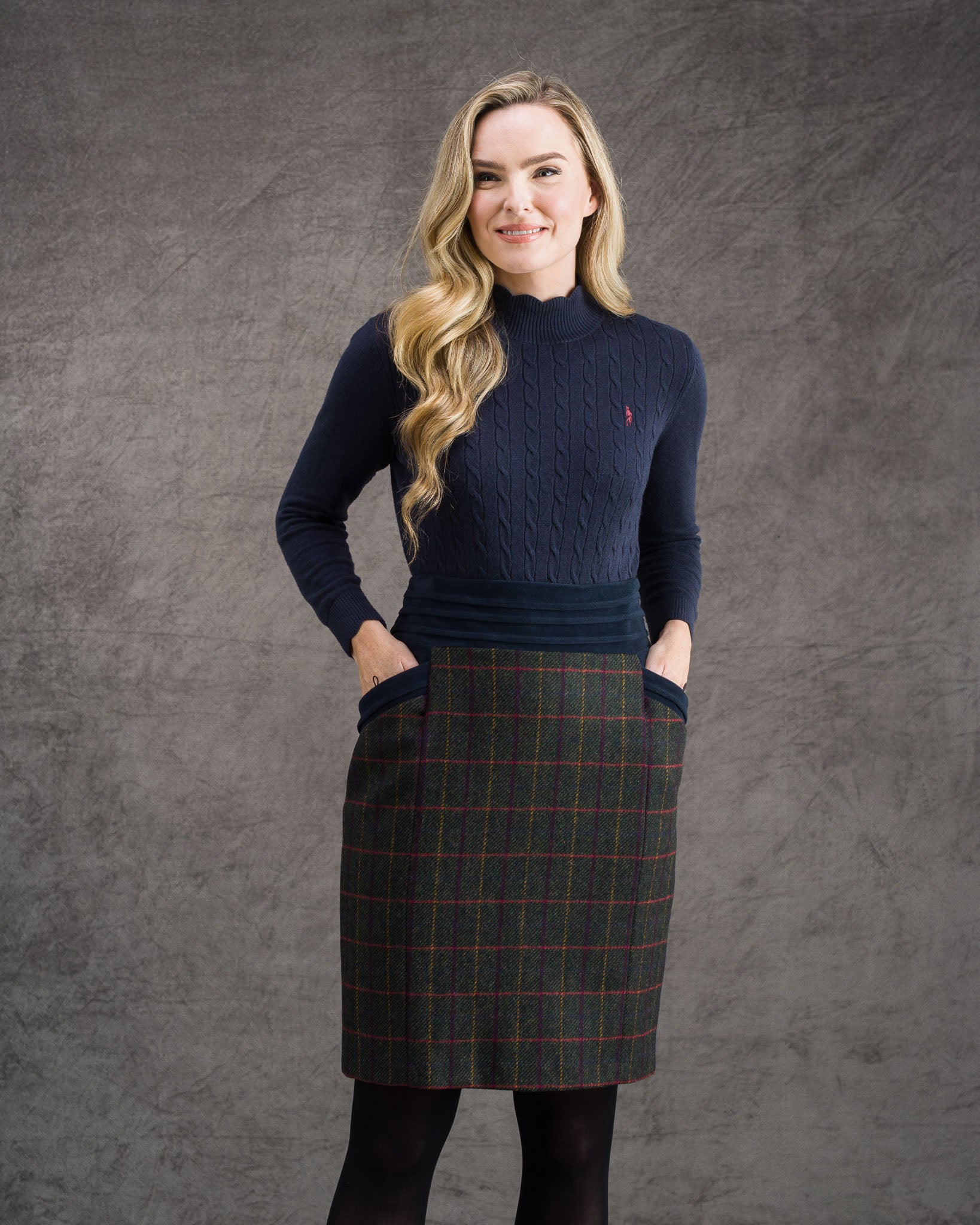 Norah Tweed Skirt - Primary Green